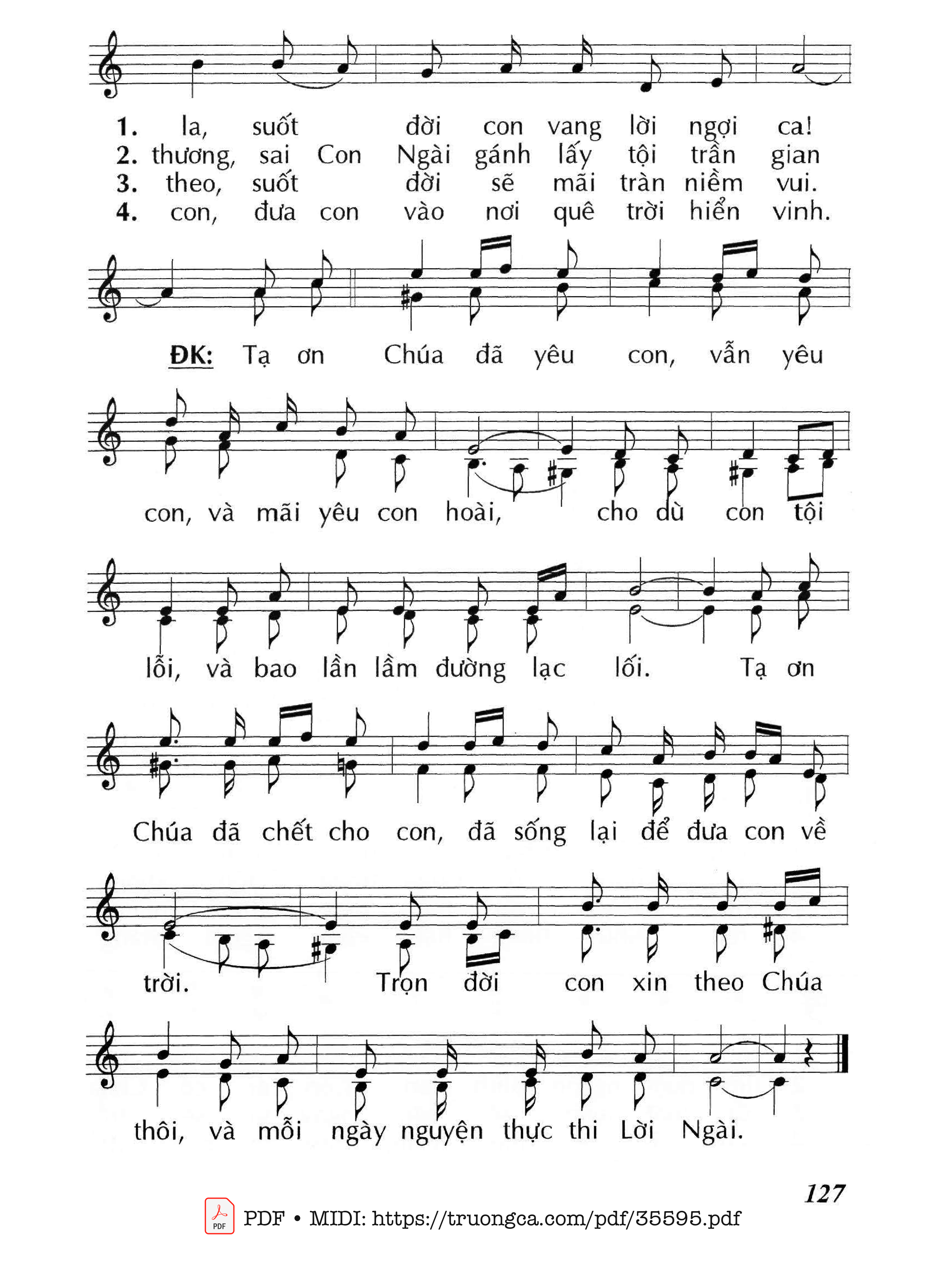 Page 2 of Sheet music PDF Tạ Ơn Chúa - Lm - Huy Hoàng