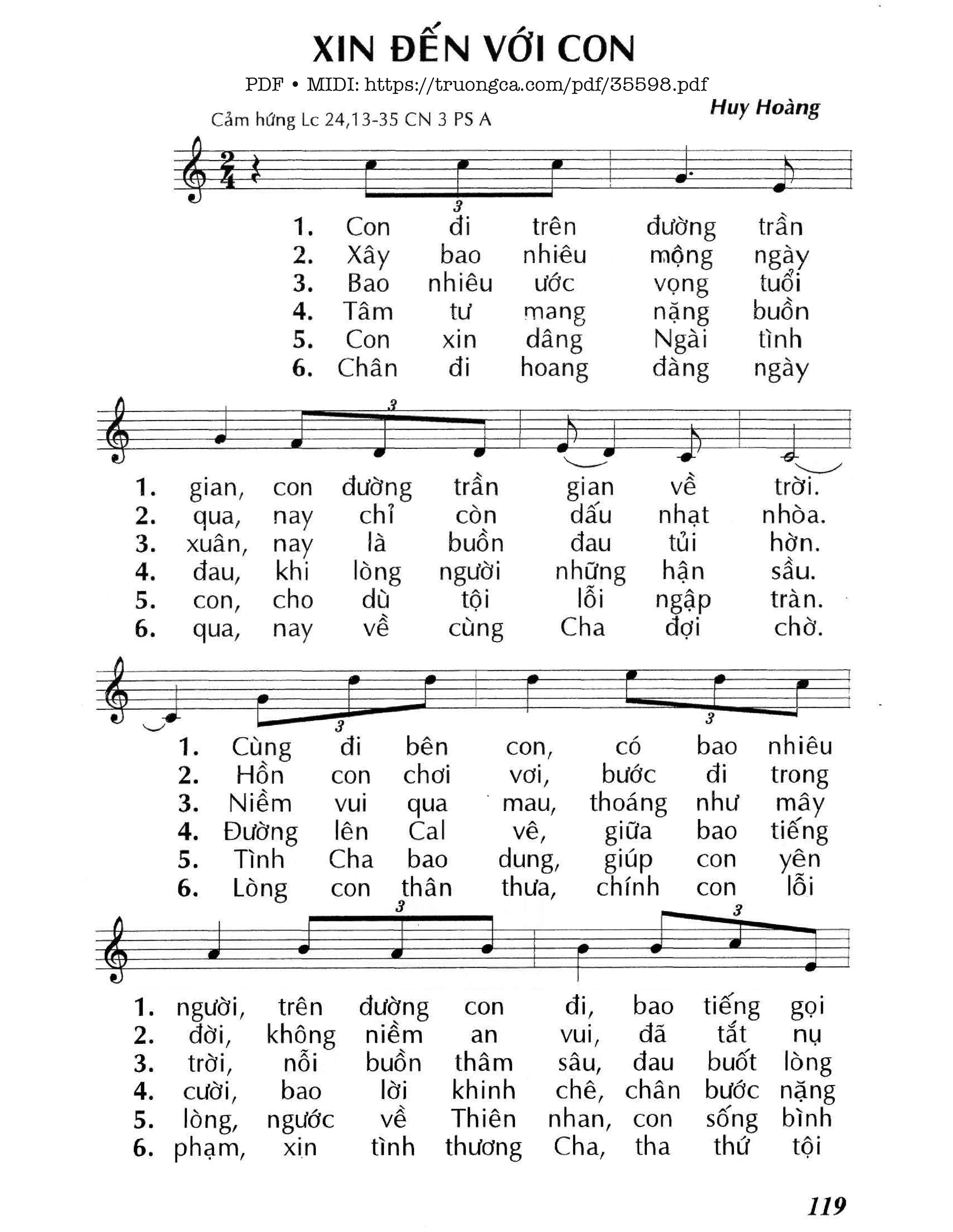 Page 1 of Sheet music PDF Xin Đến Với Con - Lm - Huy Hoàng