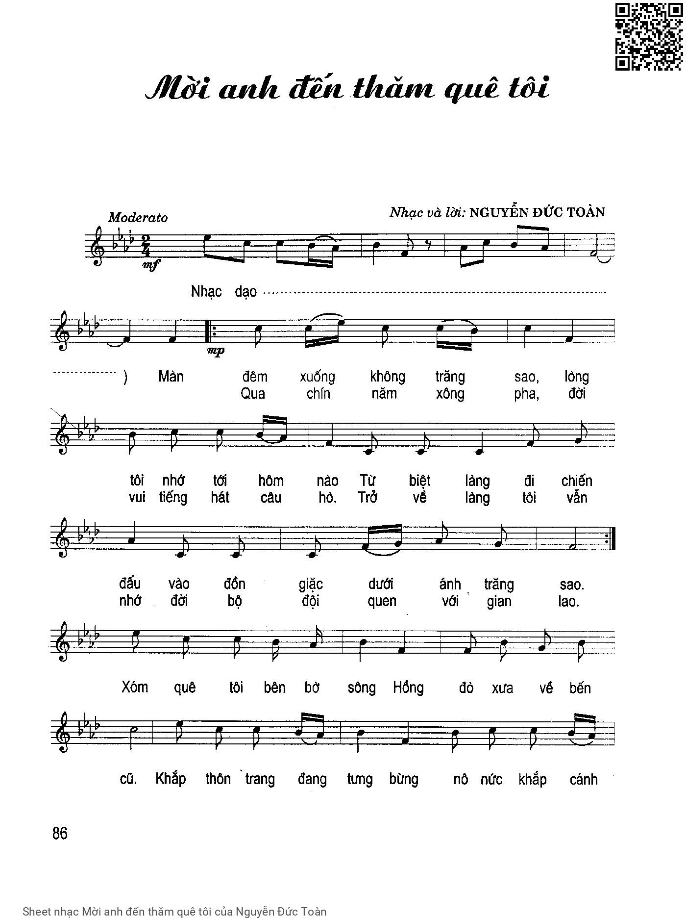 Sheet PDF of Mời anh đến thăm quê tôi