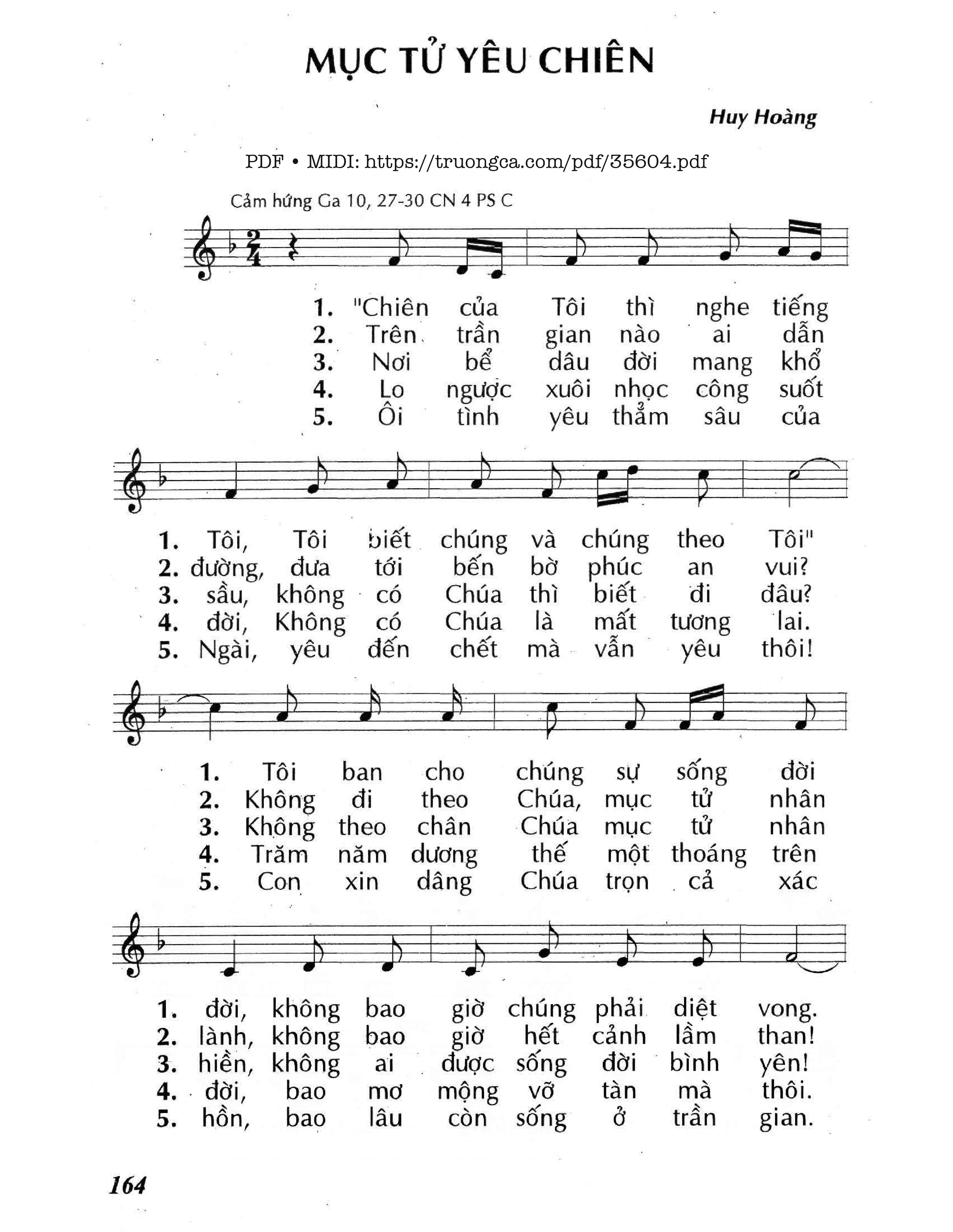 Page 1 of Sheet music PDF Mục Tử Yêu Chiên - Lm - Huy Hoàng