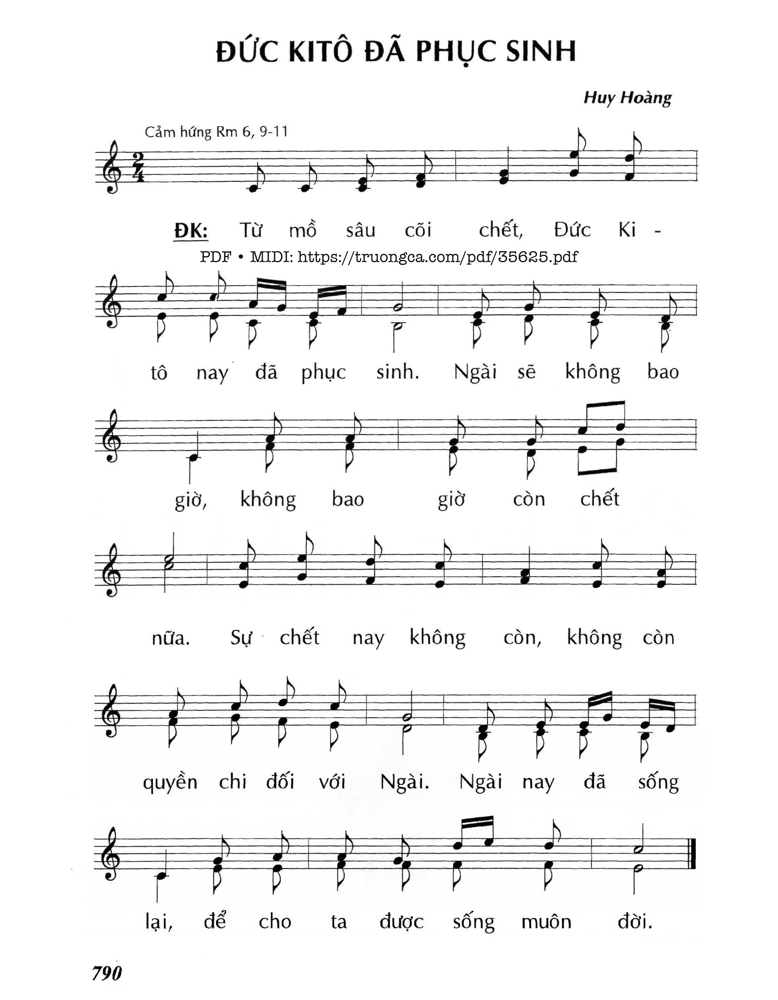 Page 1 of Sheet music PDF Đức Kitô Đã Phục Sinh - Lm - Huy Hoàng