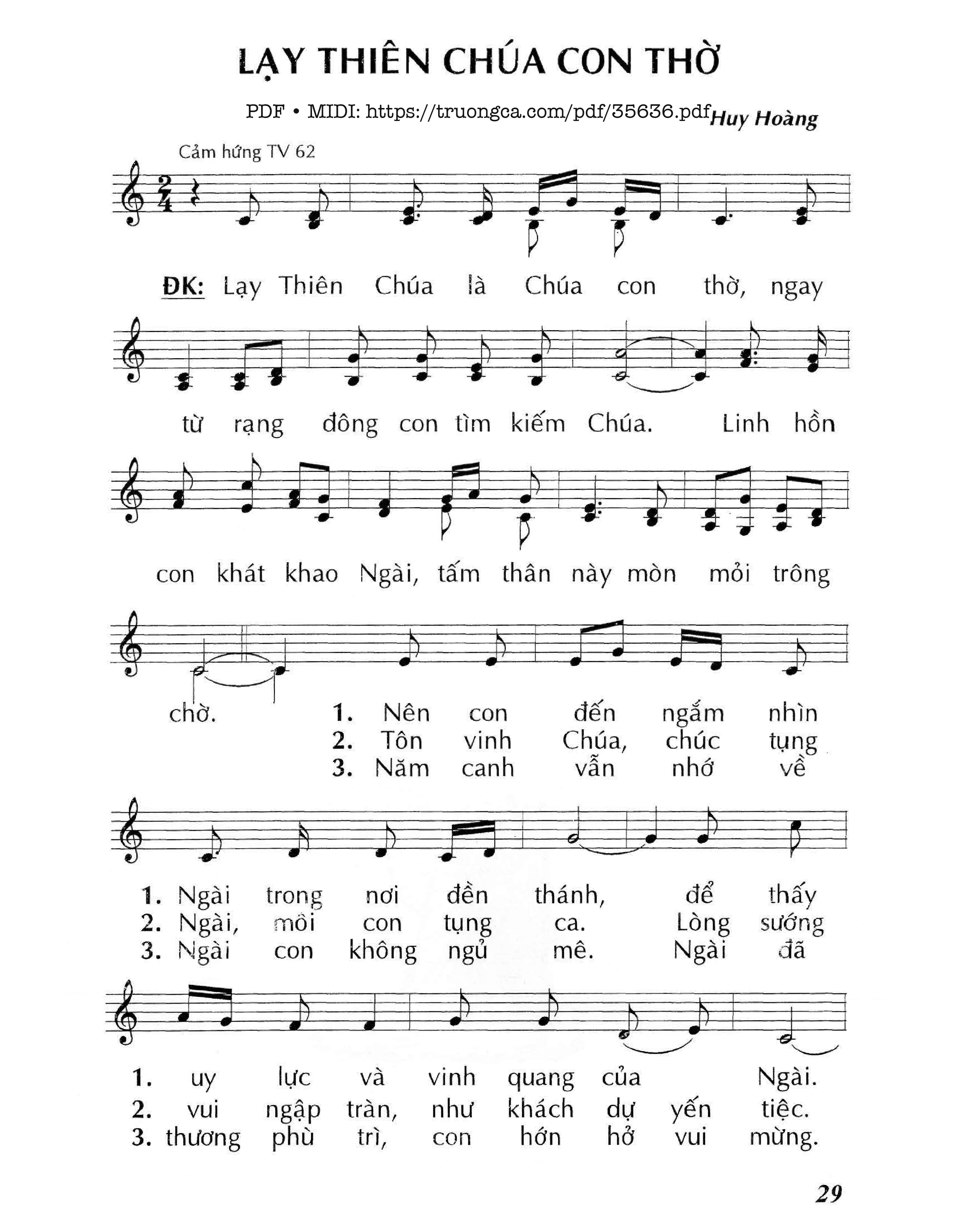 Page 1 of Sheet music PDF Lạy Thiên Chúa Con Thờ - Huy Hoàng