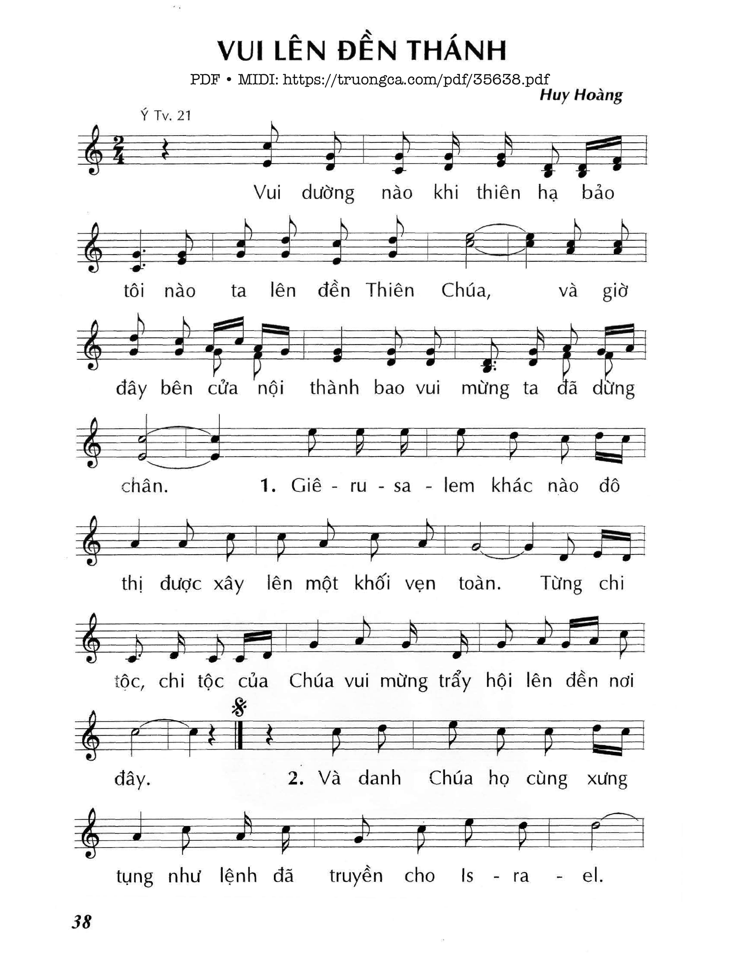 Page 1 of Sheet music PDF Vui Lên Đền Thánh - Huy Hoàng