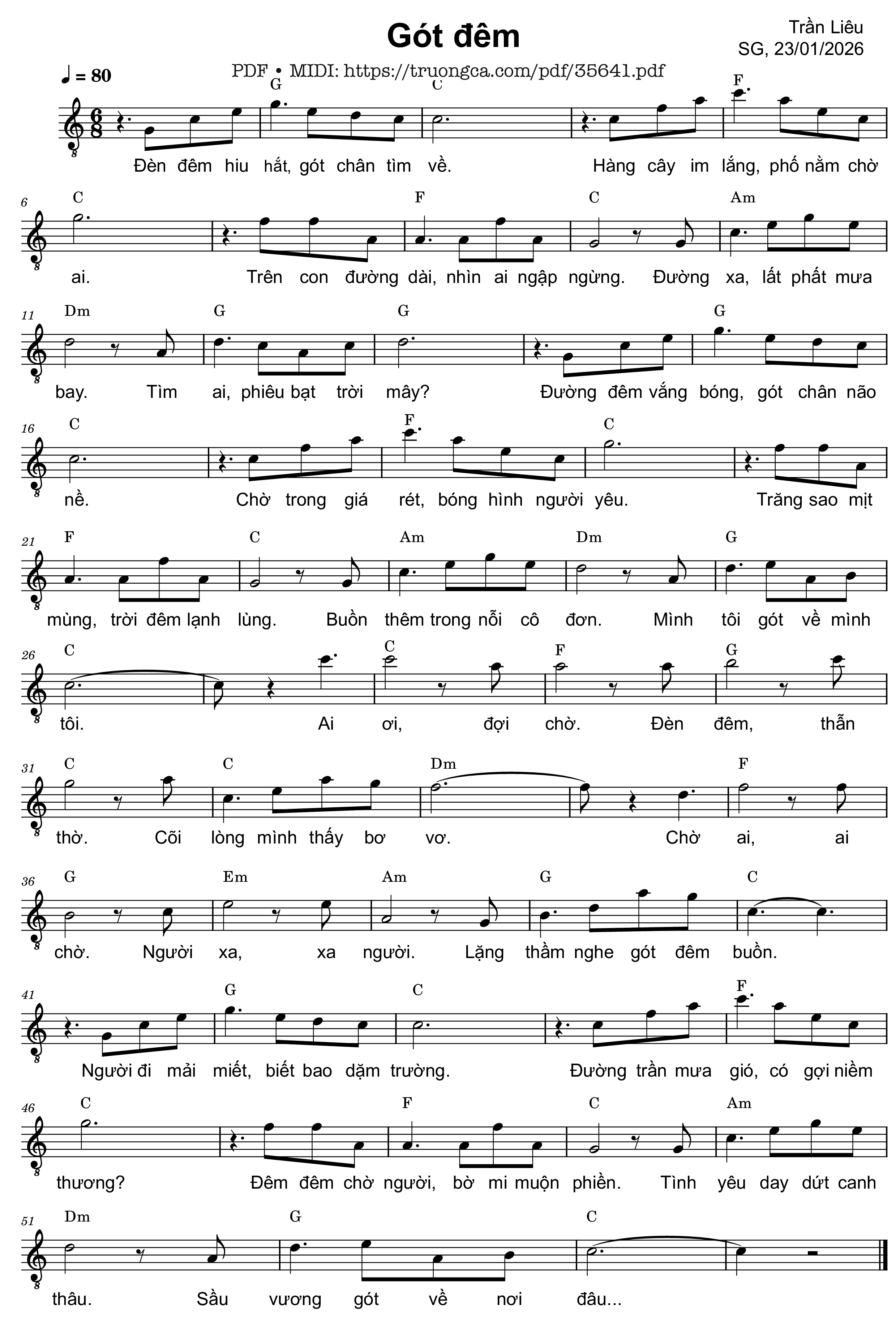 Page 1 of Sheet music PDF Gót đêm - Trần Liêu