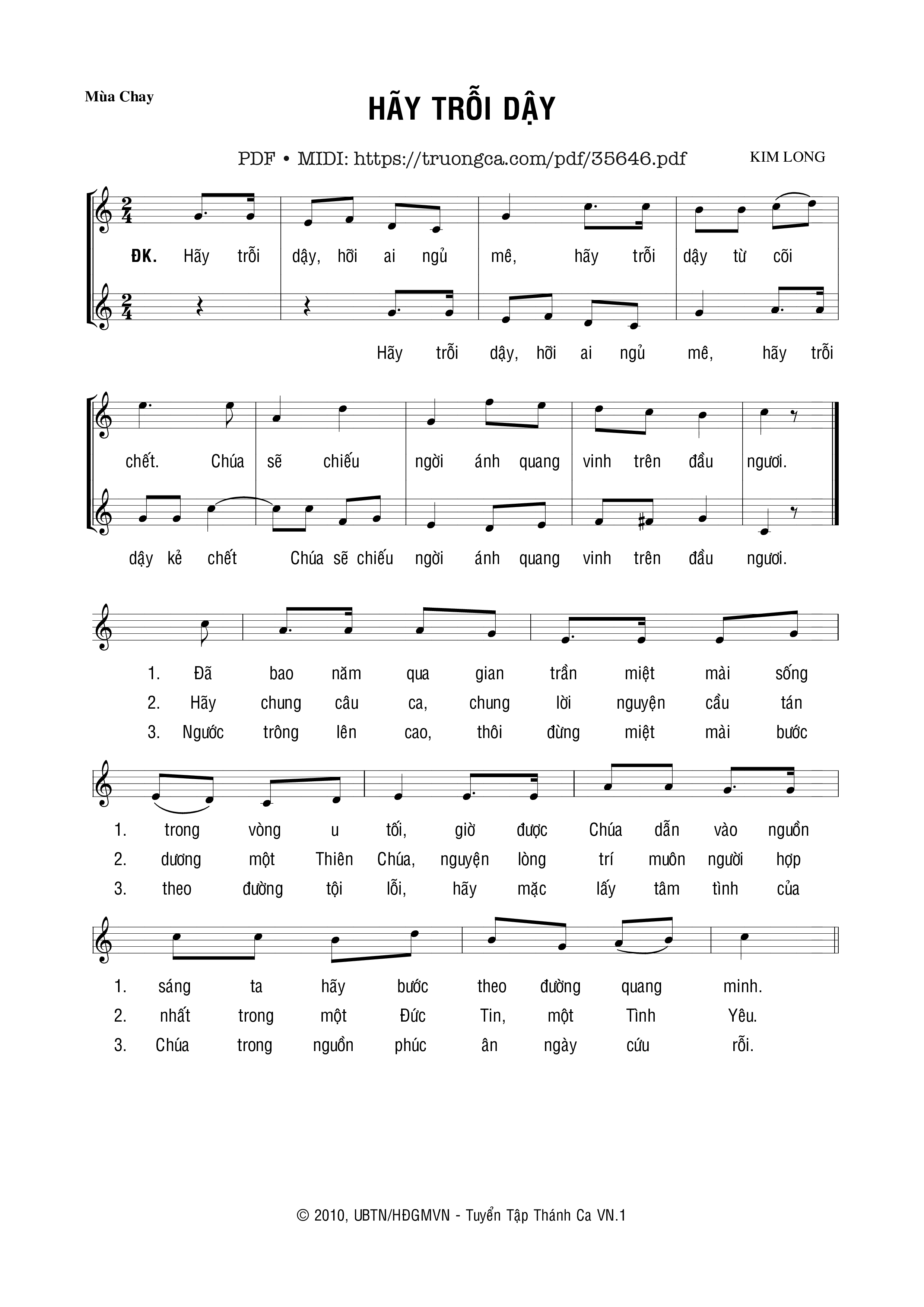 Page 1 of Sheet music PDF Hãy Trỗi Dậy - Kim Long