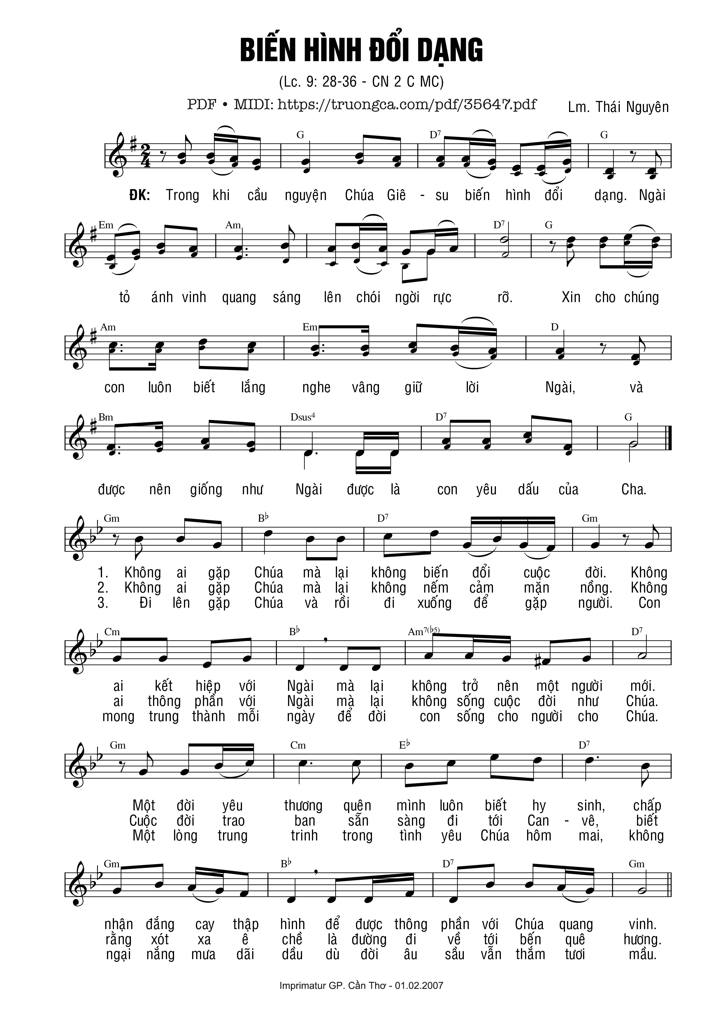 Page 1 of Sheet music PDF Biến Hình Đổi Dạng - Thái Nguyên