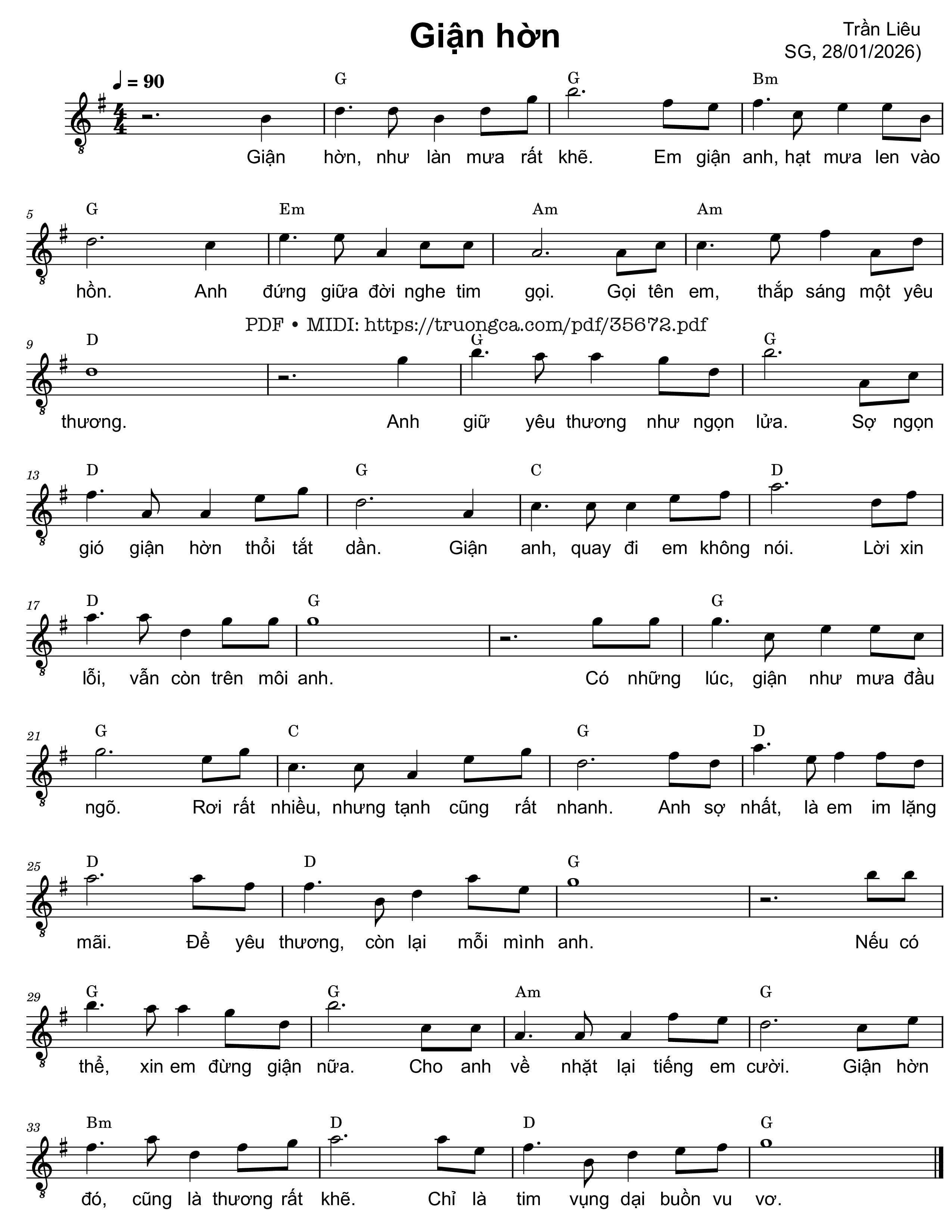 Page 1 of Sheet music PDF Giận hờn - Trần Liêu