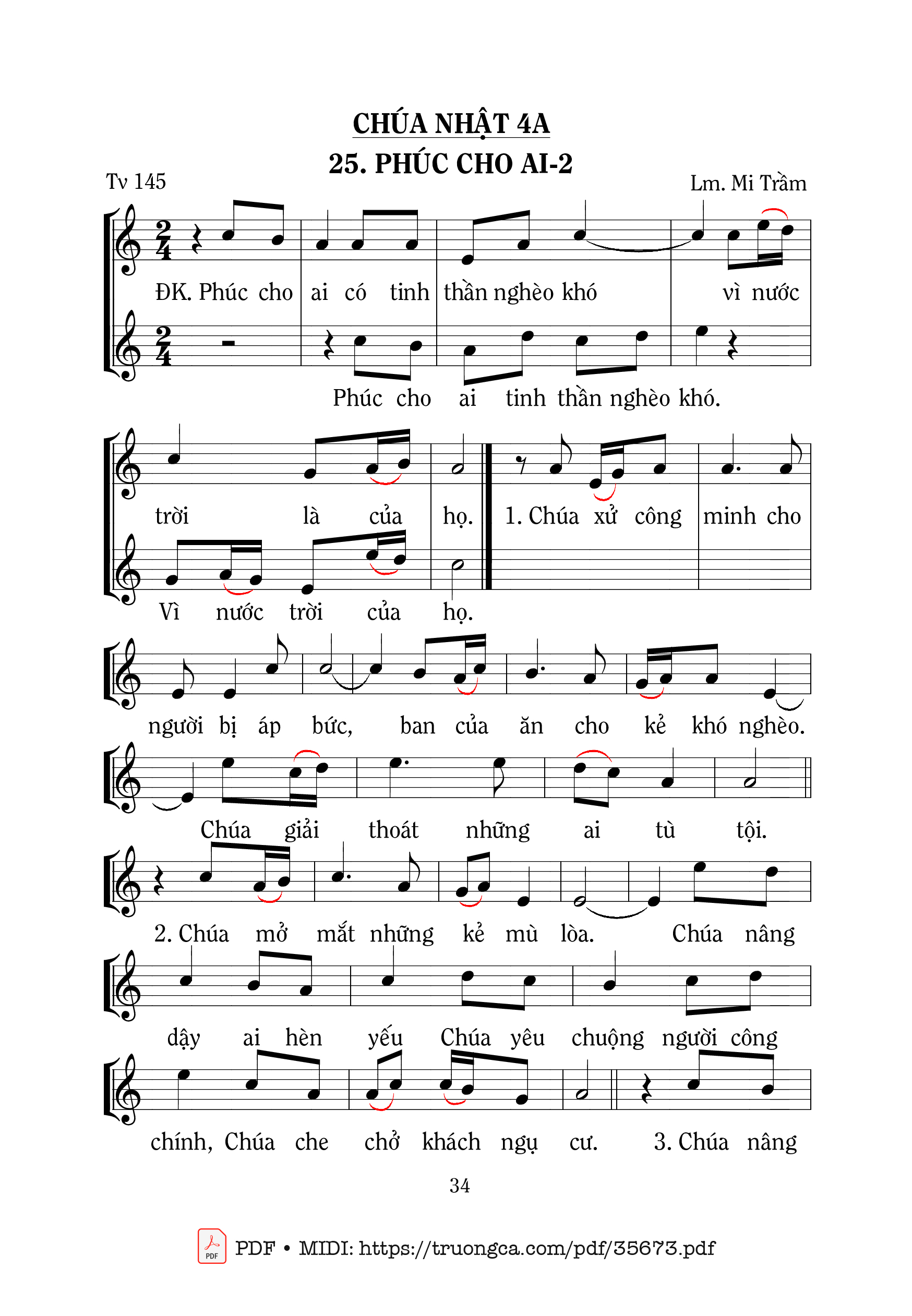 Page 1 of Sheet music PDF Thánh Vịnh 145, Phúc Cho Ai 2 - Mi Trầm