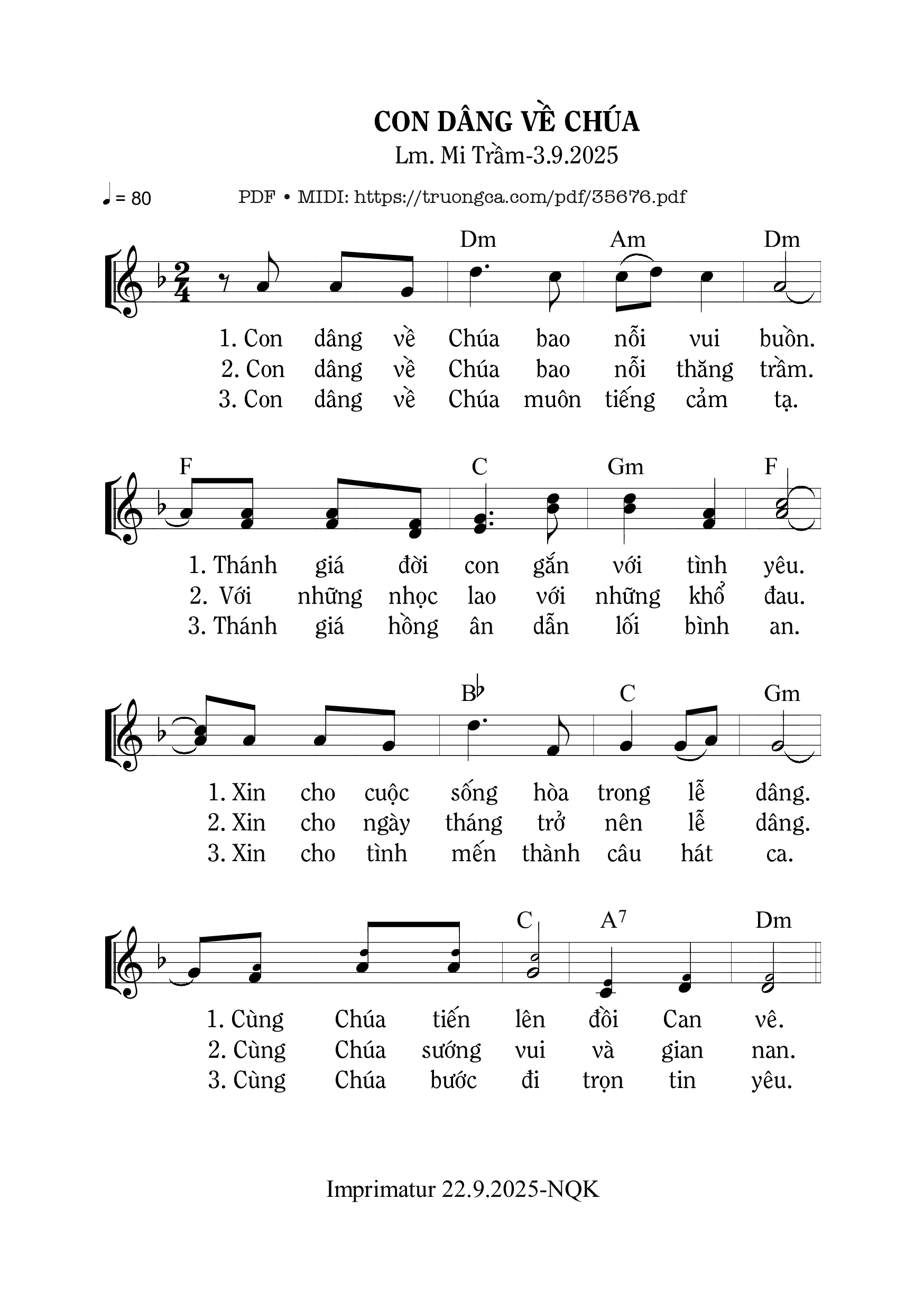 Page 1 of Sheet music PDF Con Dâng Về Chúa - Mi Trầm