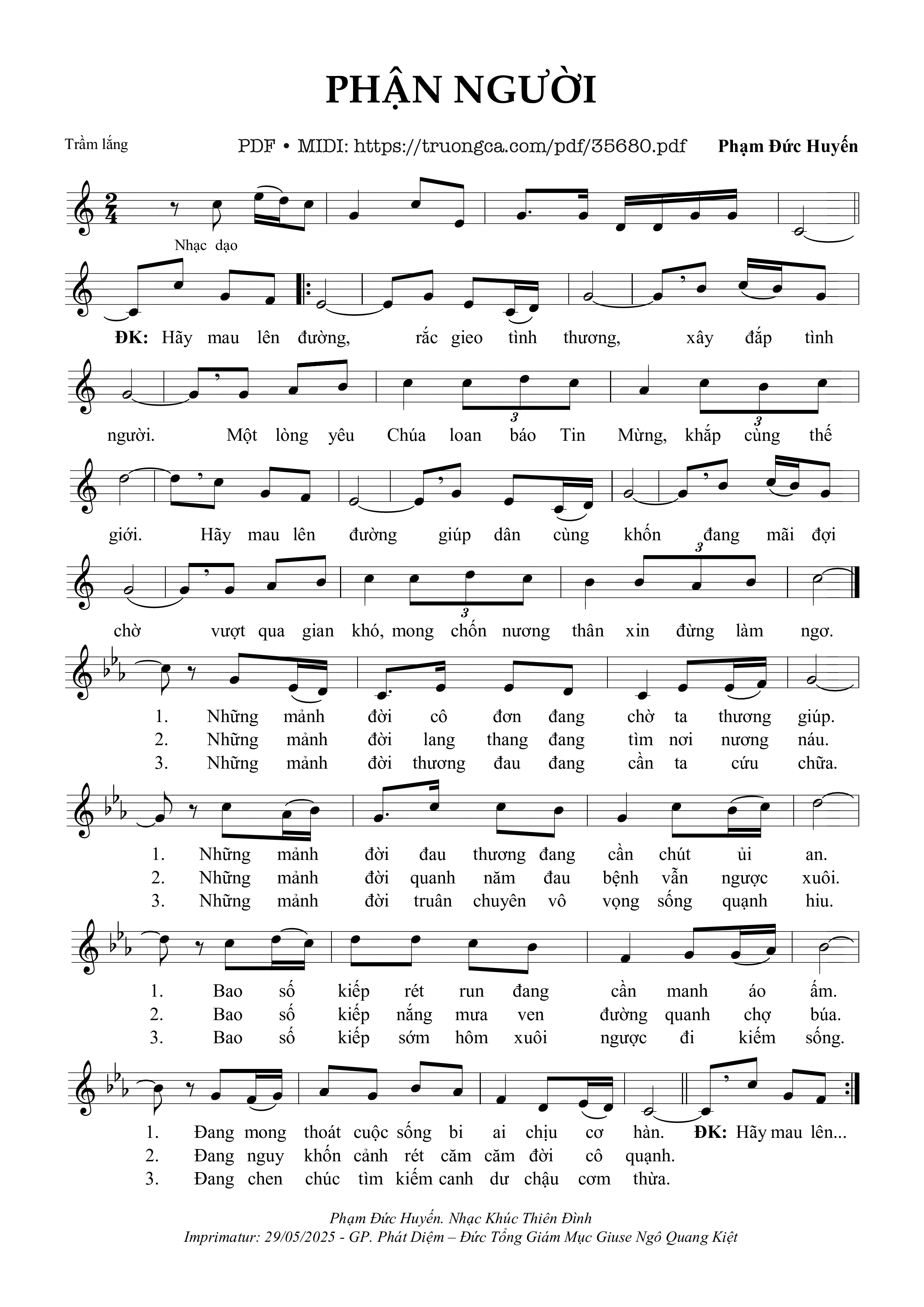 Page 1 of Sheet music PDF Phận Người - Phạm Đức Huyến