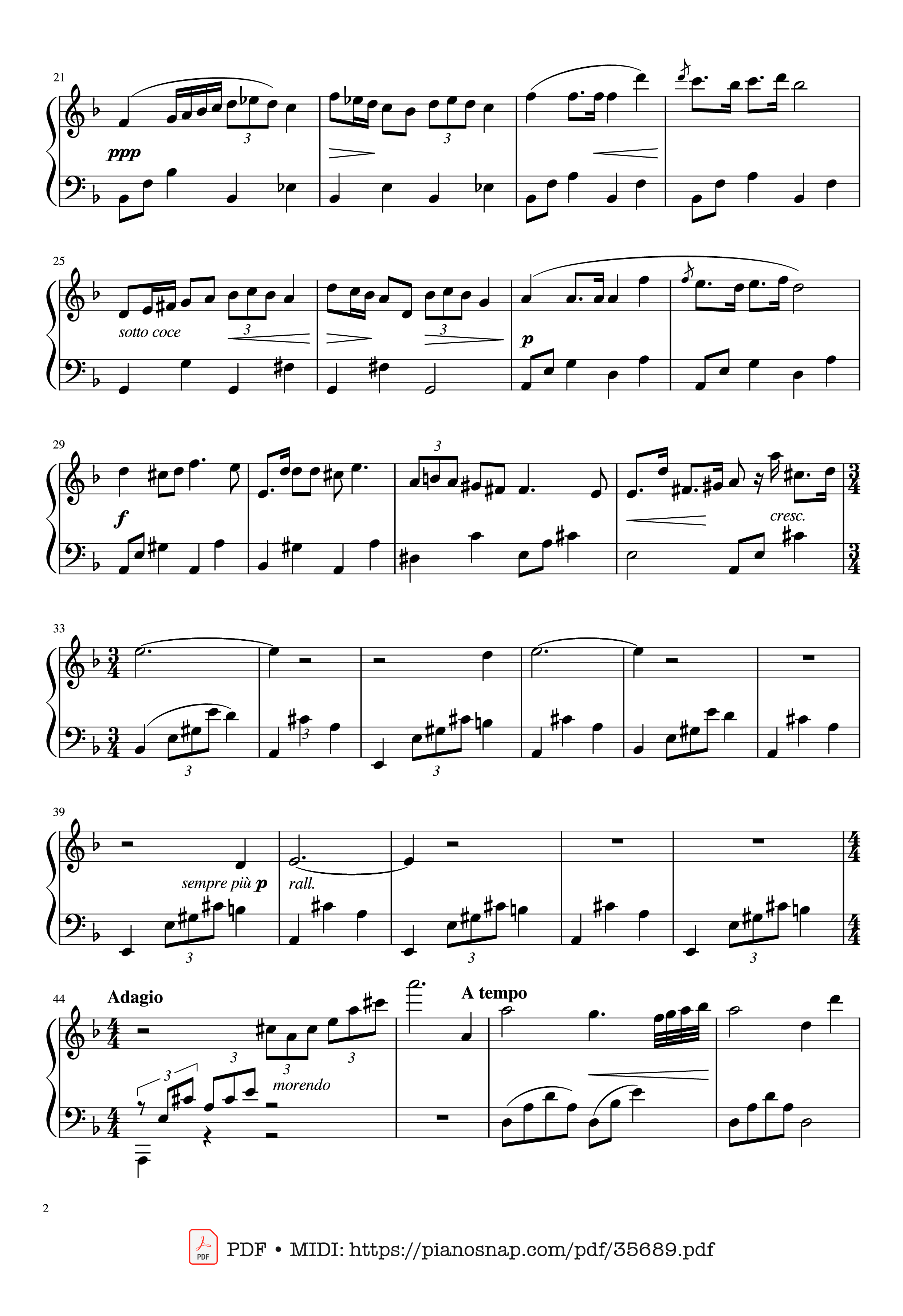 Page 2 of Sheet music PDF Piano Nocturne in C sharp Minor Piano EASY - Frédéric Chopin