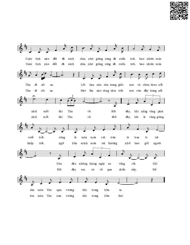 Page 2 of Sheet music PDF Mỗi độ thu về - Lê Vân Tú