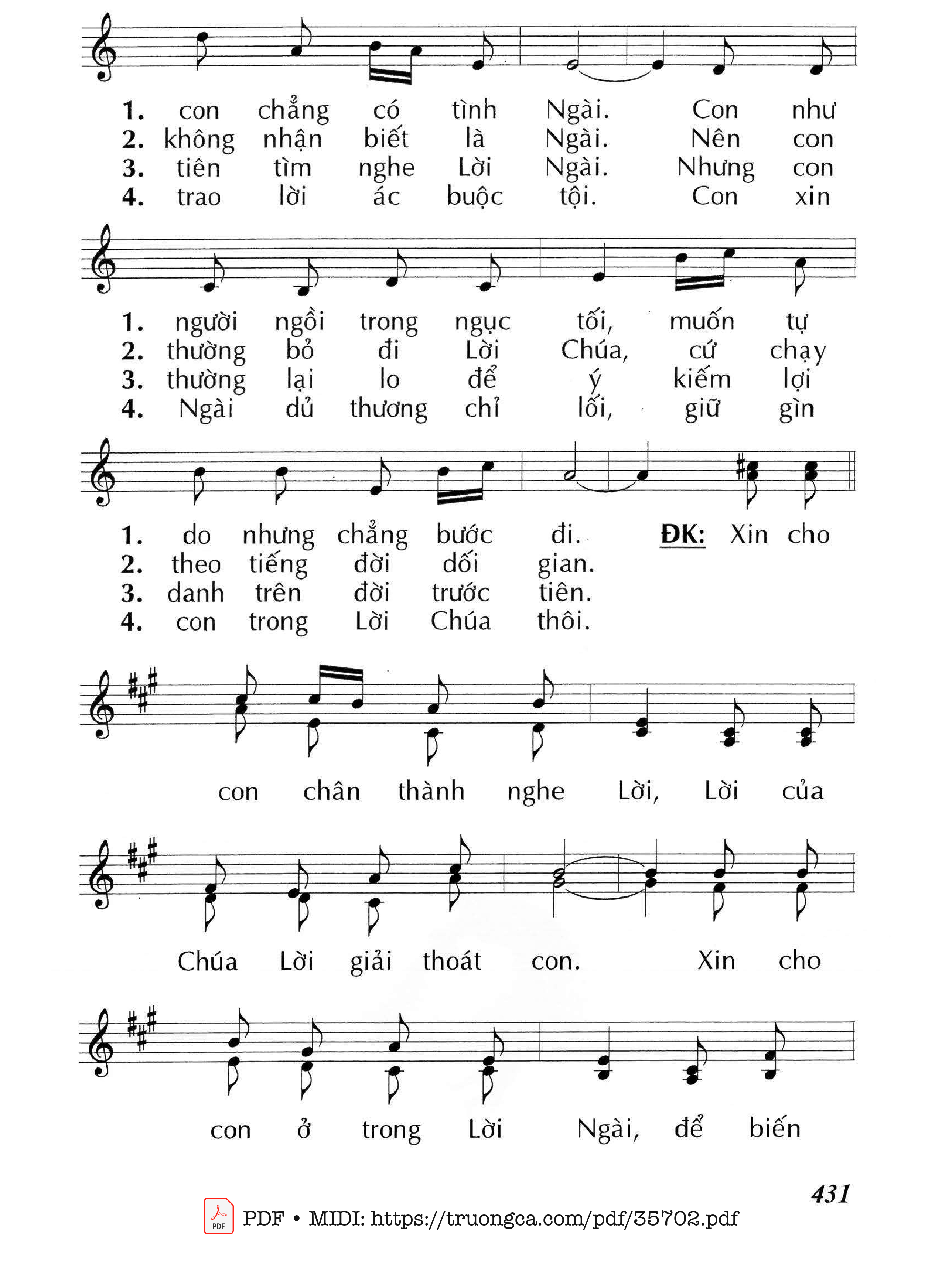 Page 2 of Sheet music PDF Biết Bao Lần Nghe Lời Chúa - Huy Hoàng