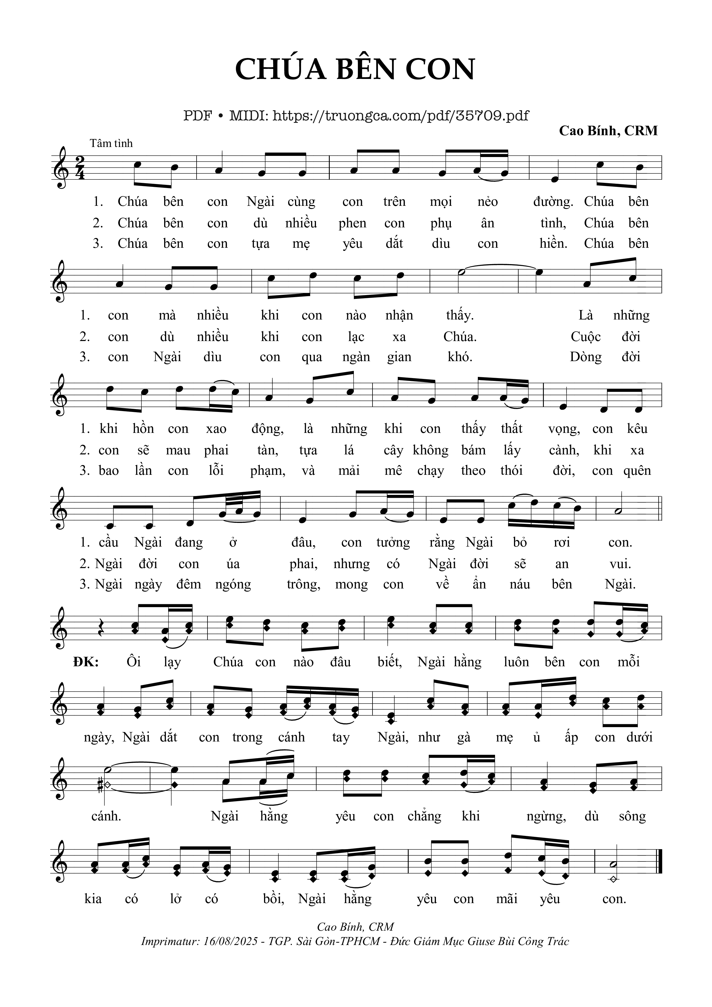 Page 1 of Sheet music PDF Chúa Bên Con - Cao Bính Crm