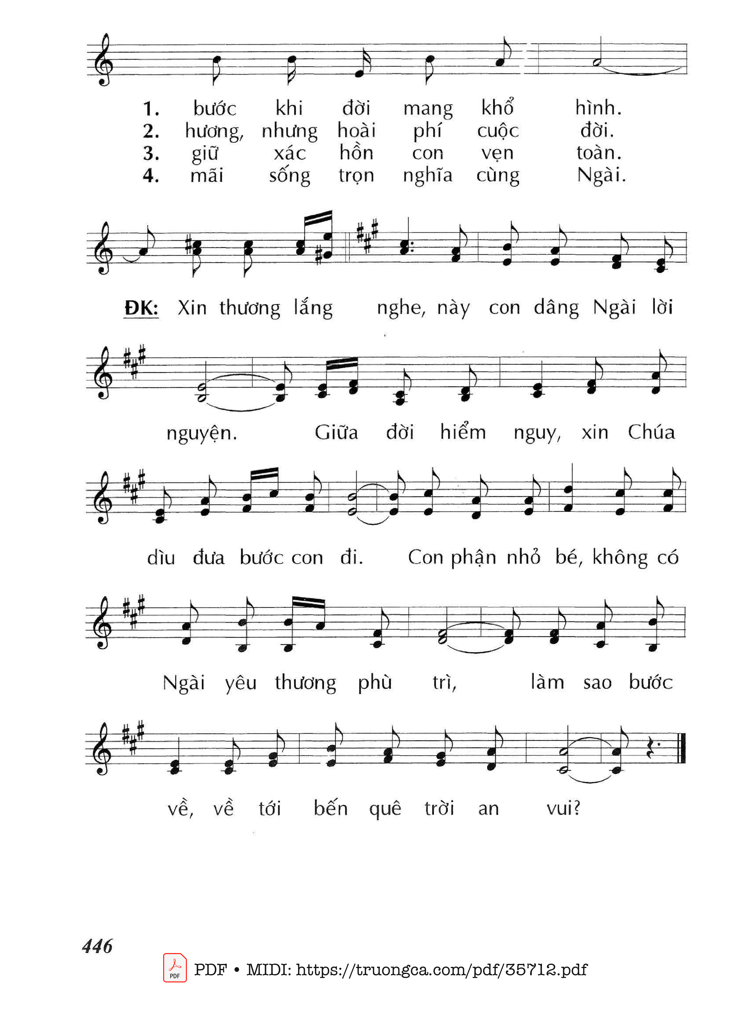 Page 2 of Sheet music PDF Chúa Cầu Nguyện - Huy Hoàng