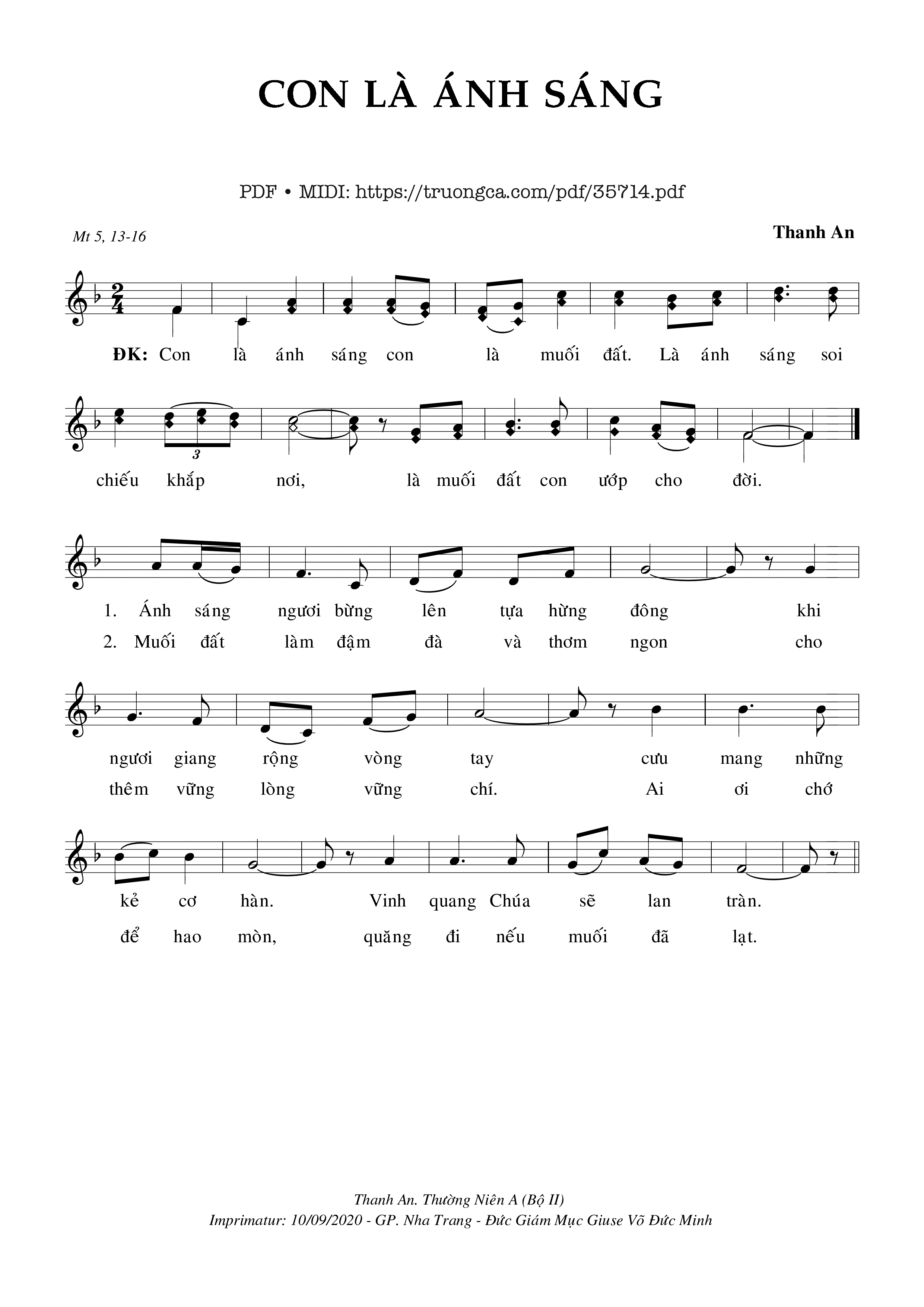 Page 1 of Sheet music PDF Con Là Ánh Sáng - Thanh An