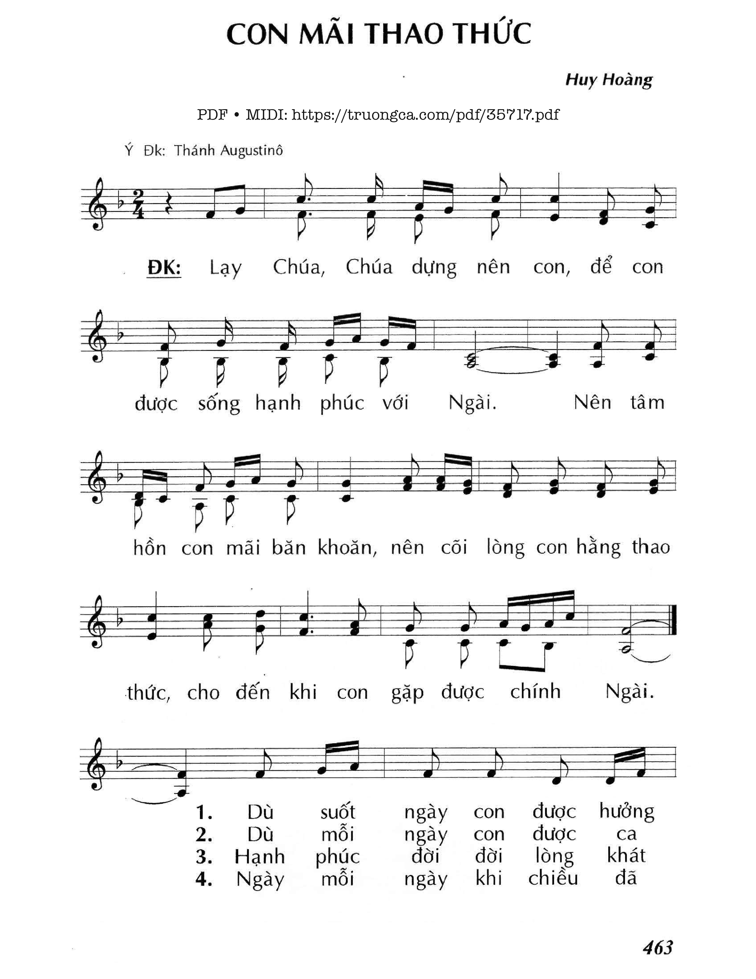 Page 1 of Sheet music PDF Con Mãi Thao Thức - Huy Hoàng