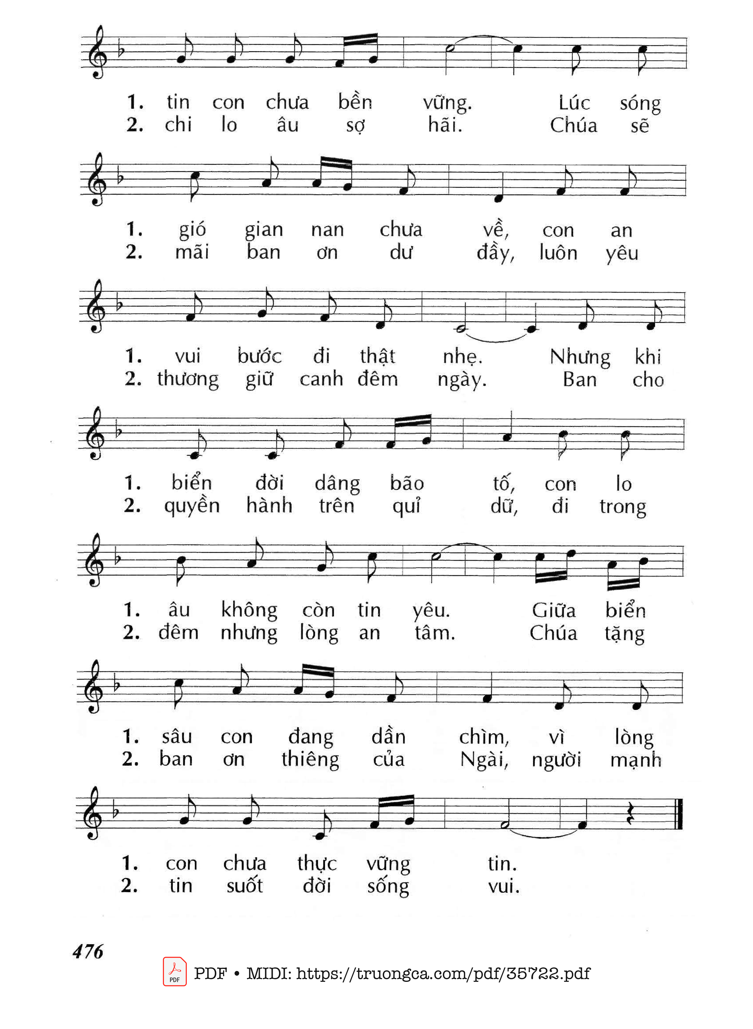Page 2 of Sheet music PDF Con Tin - Huy Hoàng
