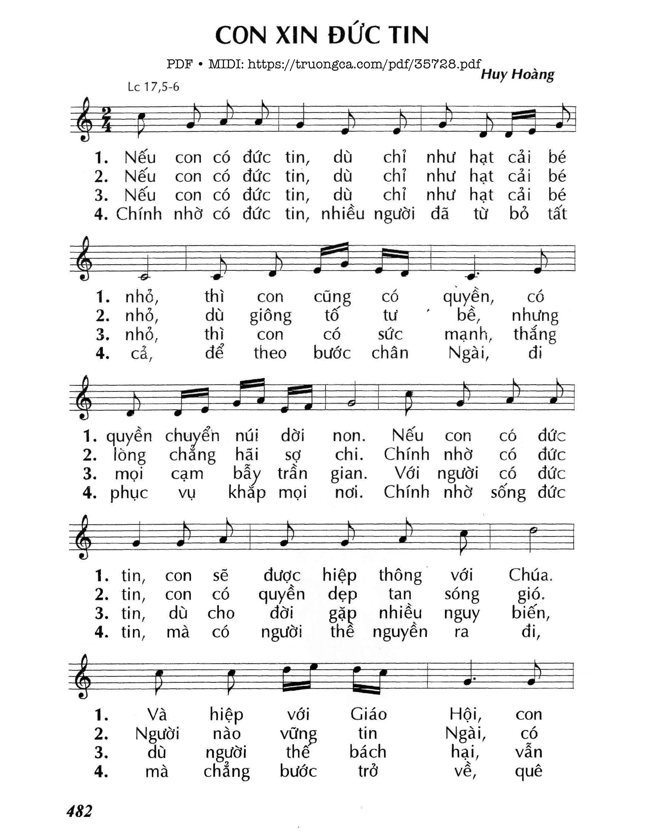 Page 1 of Sheet music PDF Con Xin Đức Tin - Huy Hoàng