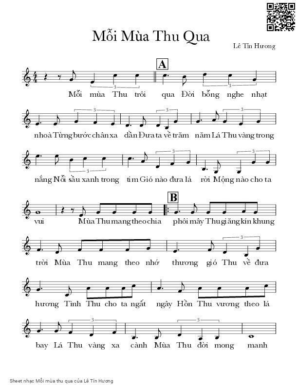 Sheet PDF of Mỗi mùa thu qua