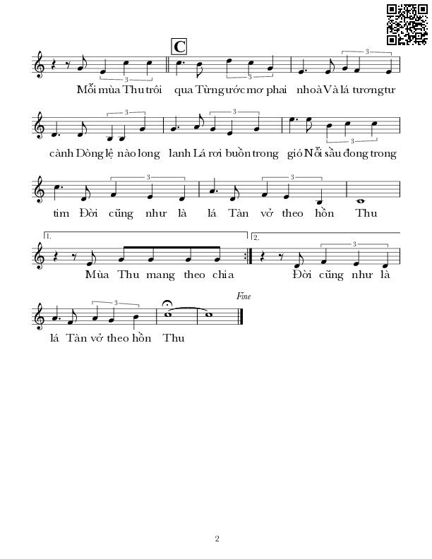 Page 2 of Sheet music PDF Mỗi mùa thu qua - Lê Tín Hương