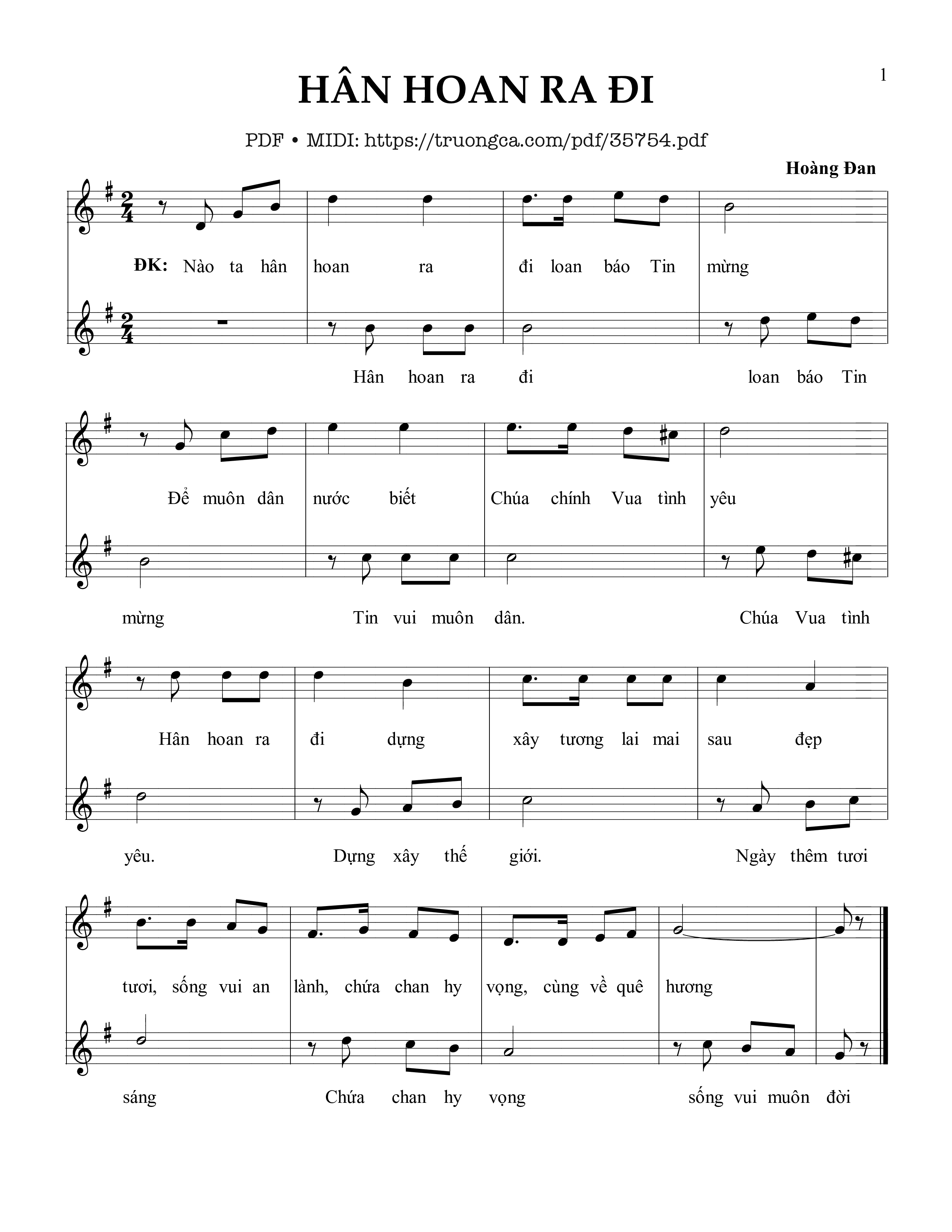 Page 1 of Sheet music PDF Hân Hoan Ra Đi - Hoàng Đan
