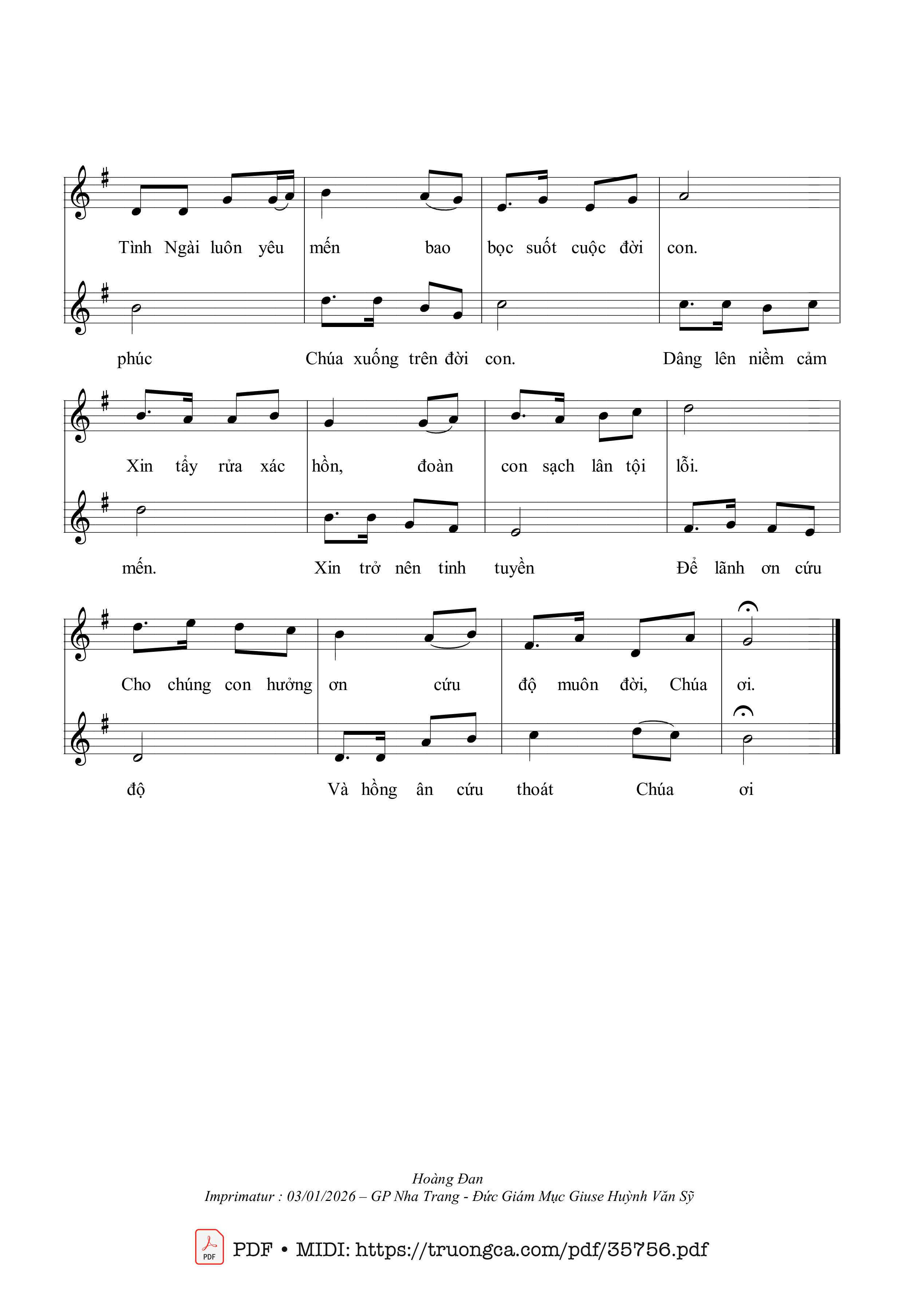 Page 2 of Sheet music PDF Kính Dâng - Hoàng Đan
