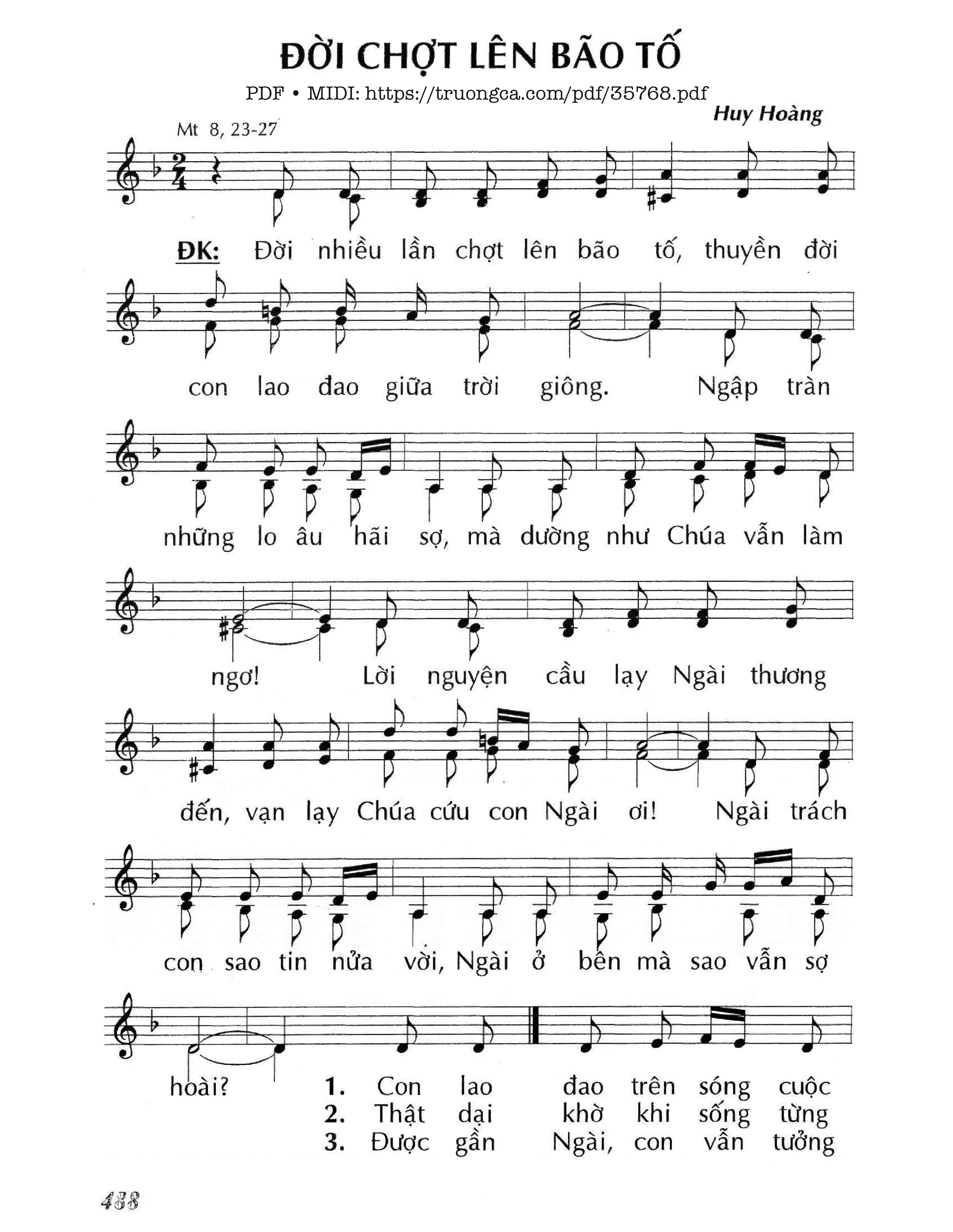 Page 1 of Sheet music PDF Đời Chợt Lên Bão Tố - Huy Hoàng