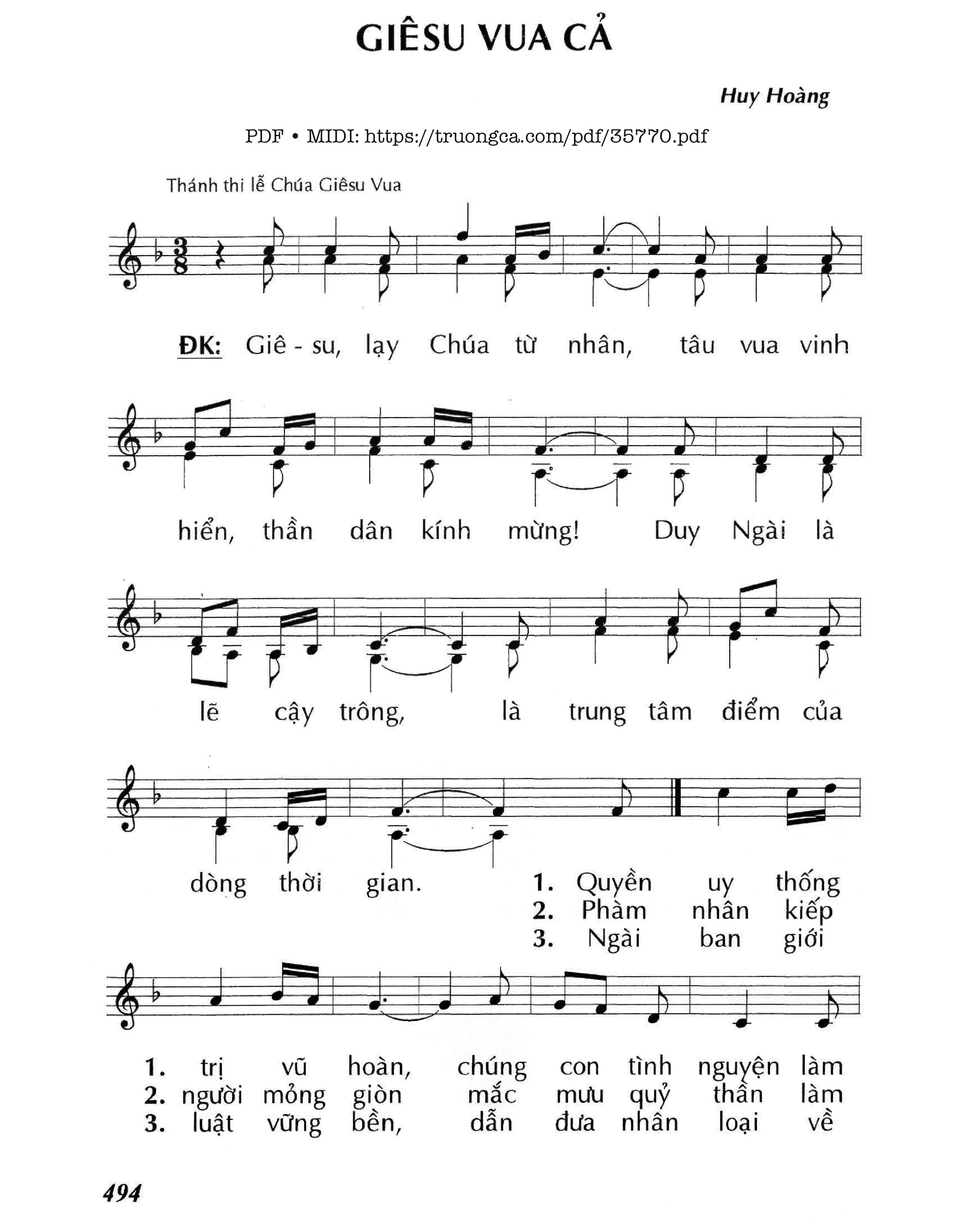 Page 1 of Sheet music PDF Giêsu Vua Cả - Huy Hoàng