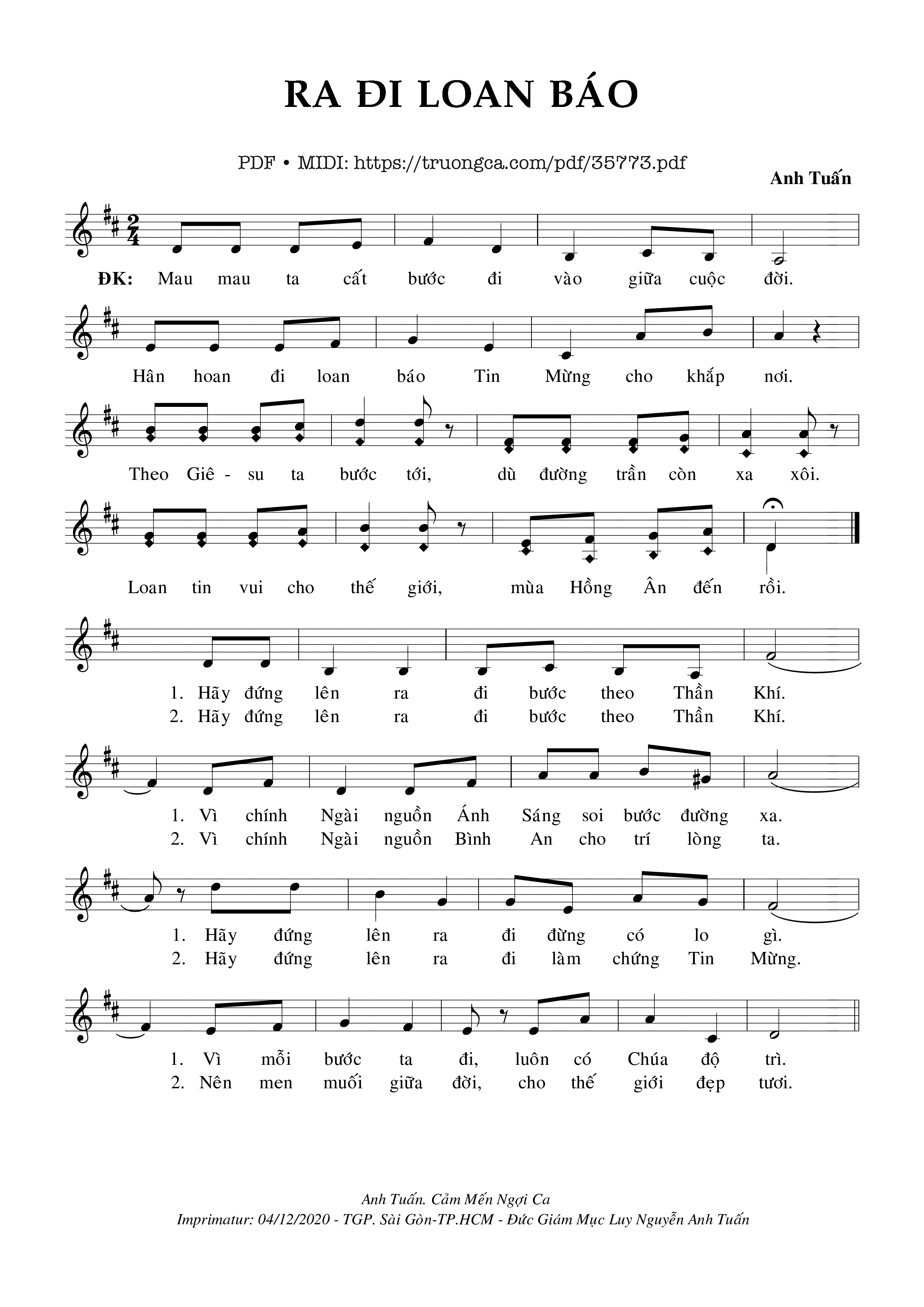 Page 1 of Sheet music PDF Ra Đi Loan Báo - Anh Tuấn