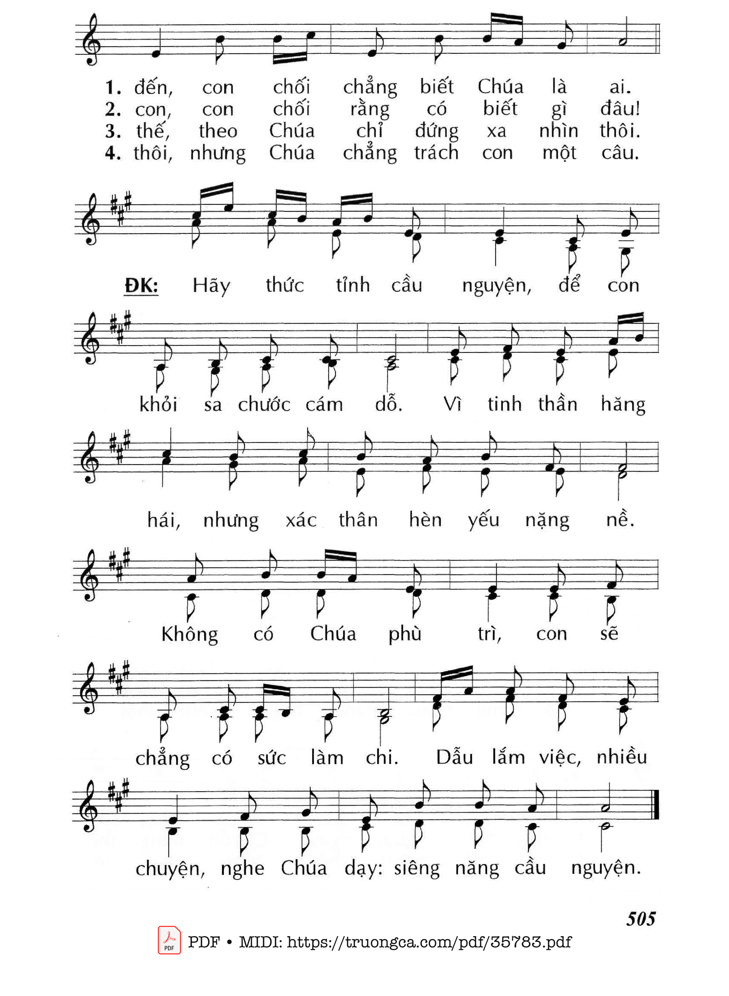 Page 2 of Sheet music PDF Hãy Lo Cầu Nguyện - Huy Hoàng