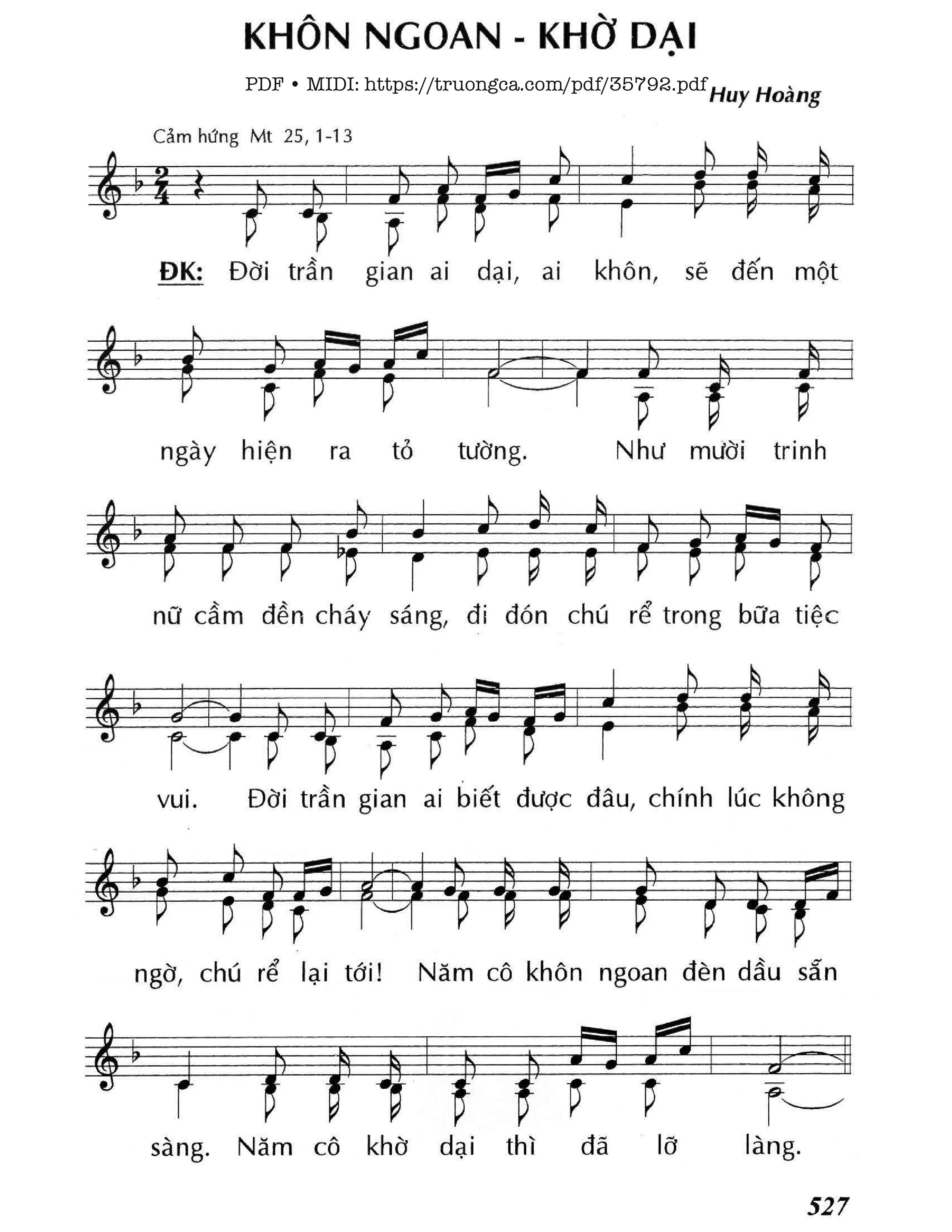 Page 1 of Sheet music PDF Khôn Ngoan Khờ Dại - Huy Hoàng