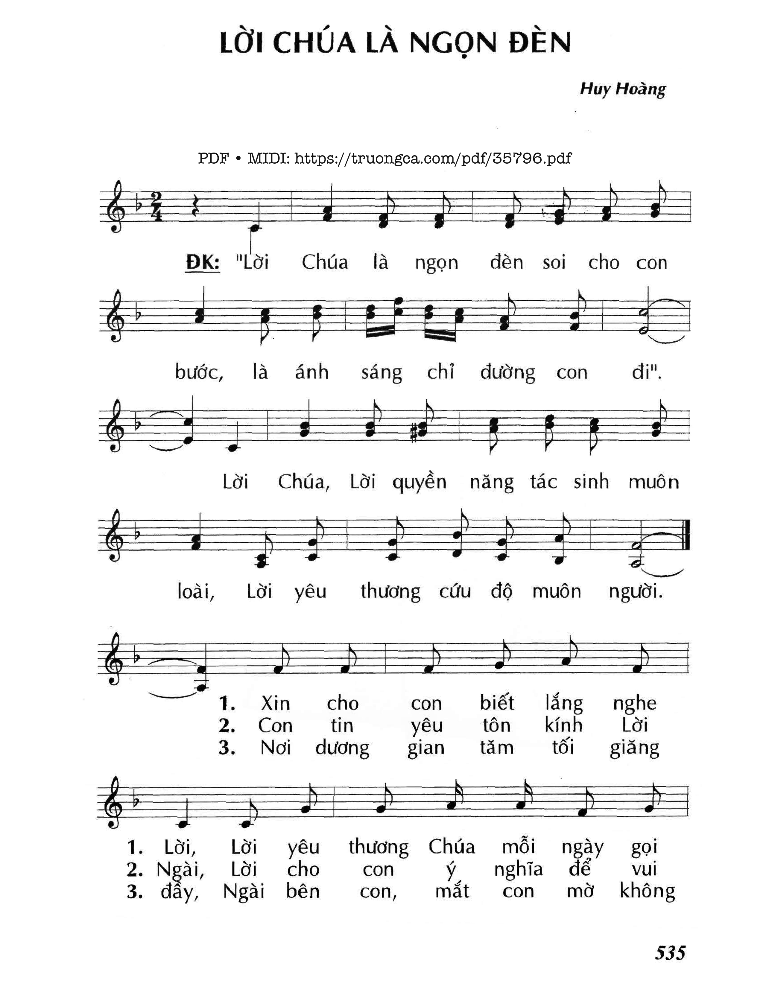 Page 1 of Sheet music PDF Lời Chúa Là Ngọn Đèn - Huy Hoàng