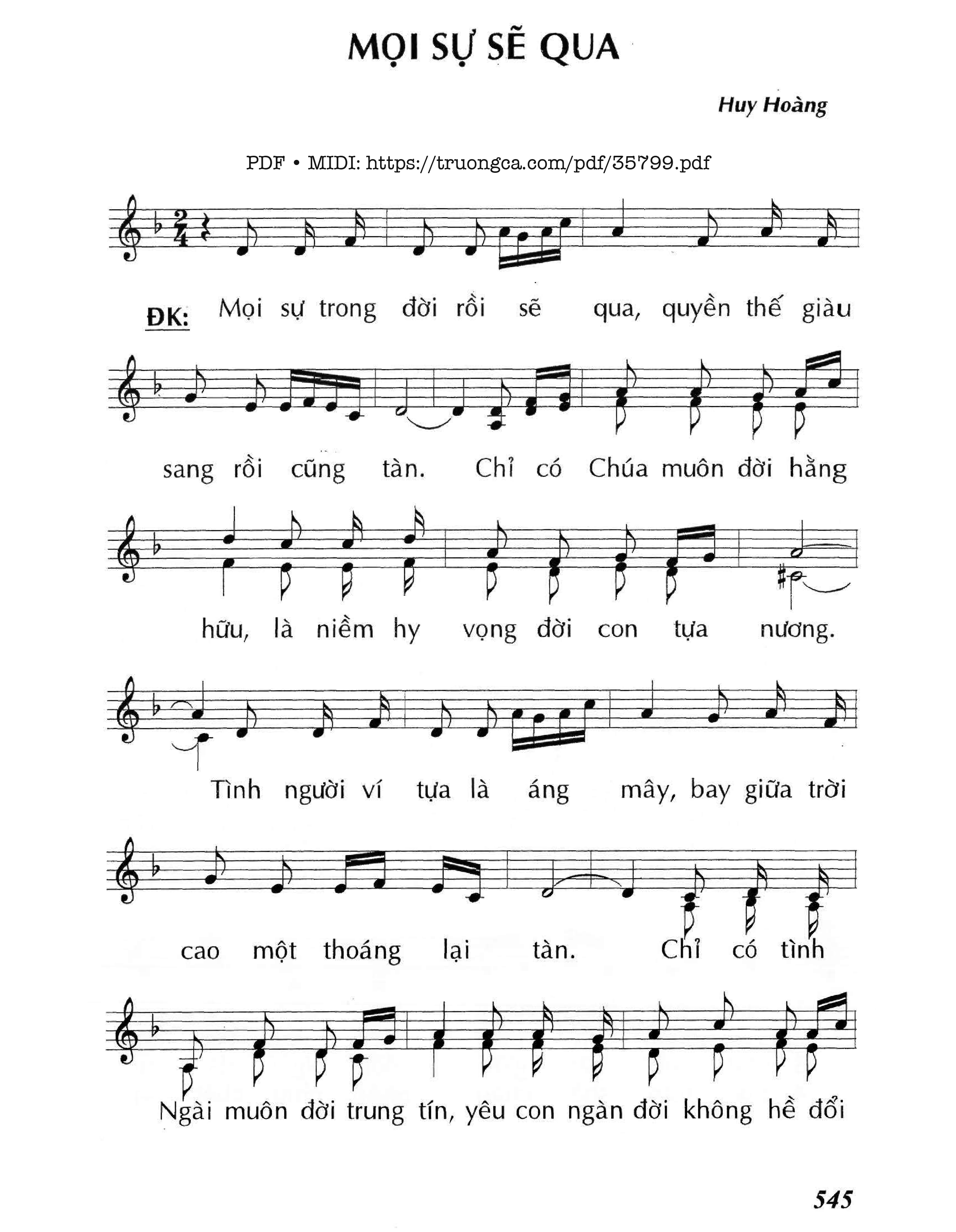Page 1 of Sheet music PDF Mọi Sự Sẽ Qua - Huy Hoàng