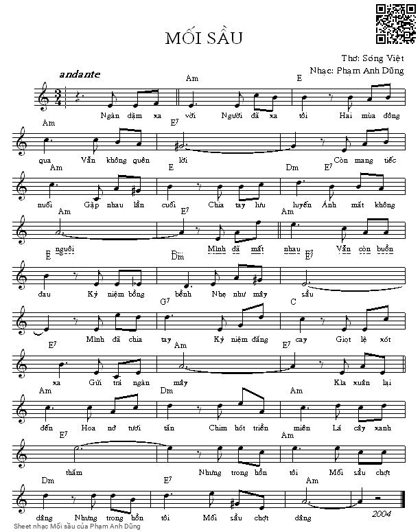 Sheet PDF of Mối sầu - Phạm Anh Dũng