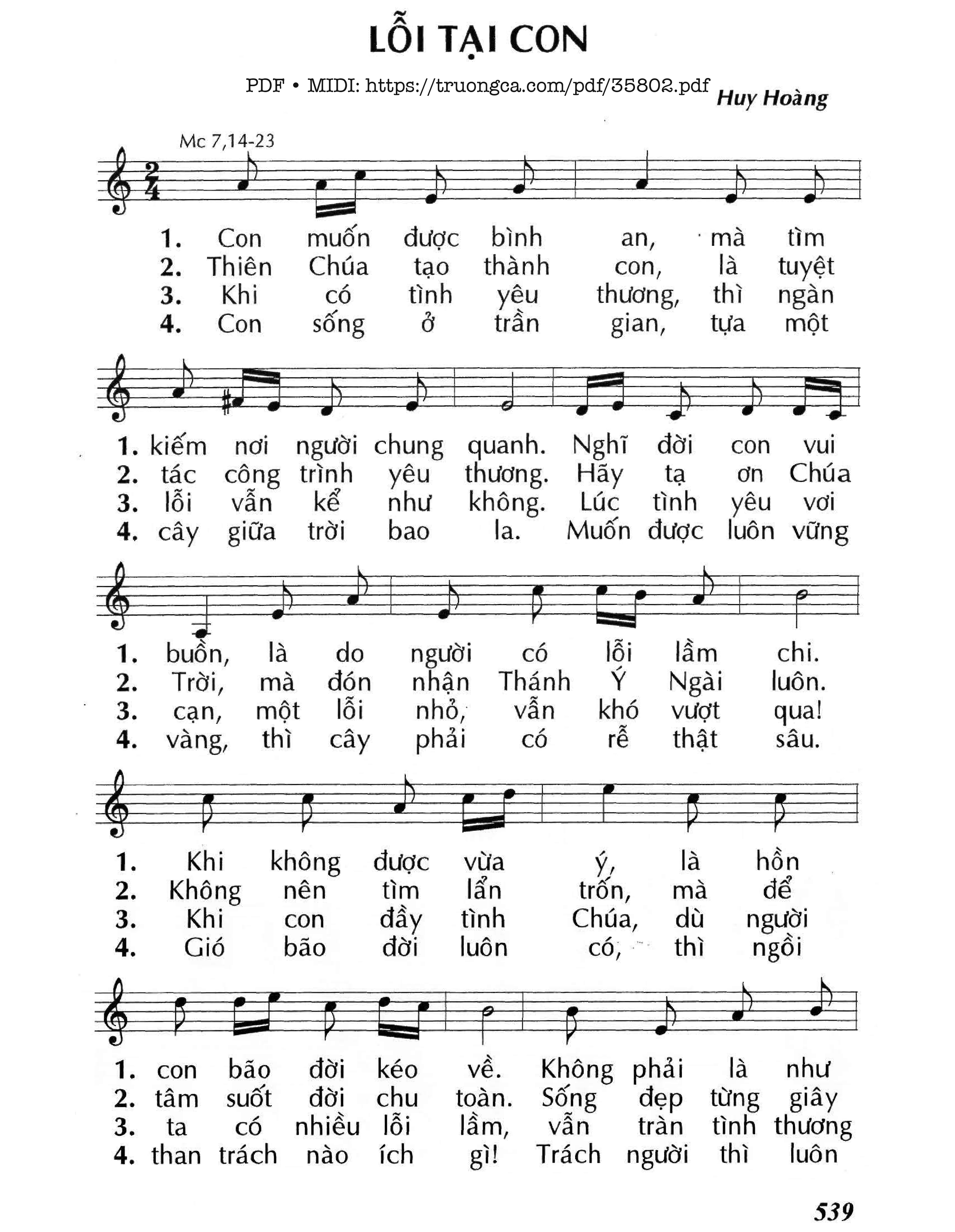Page 1 of Sheet music PDF Lỗi Tại Con - Huy Hoàng