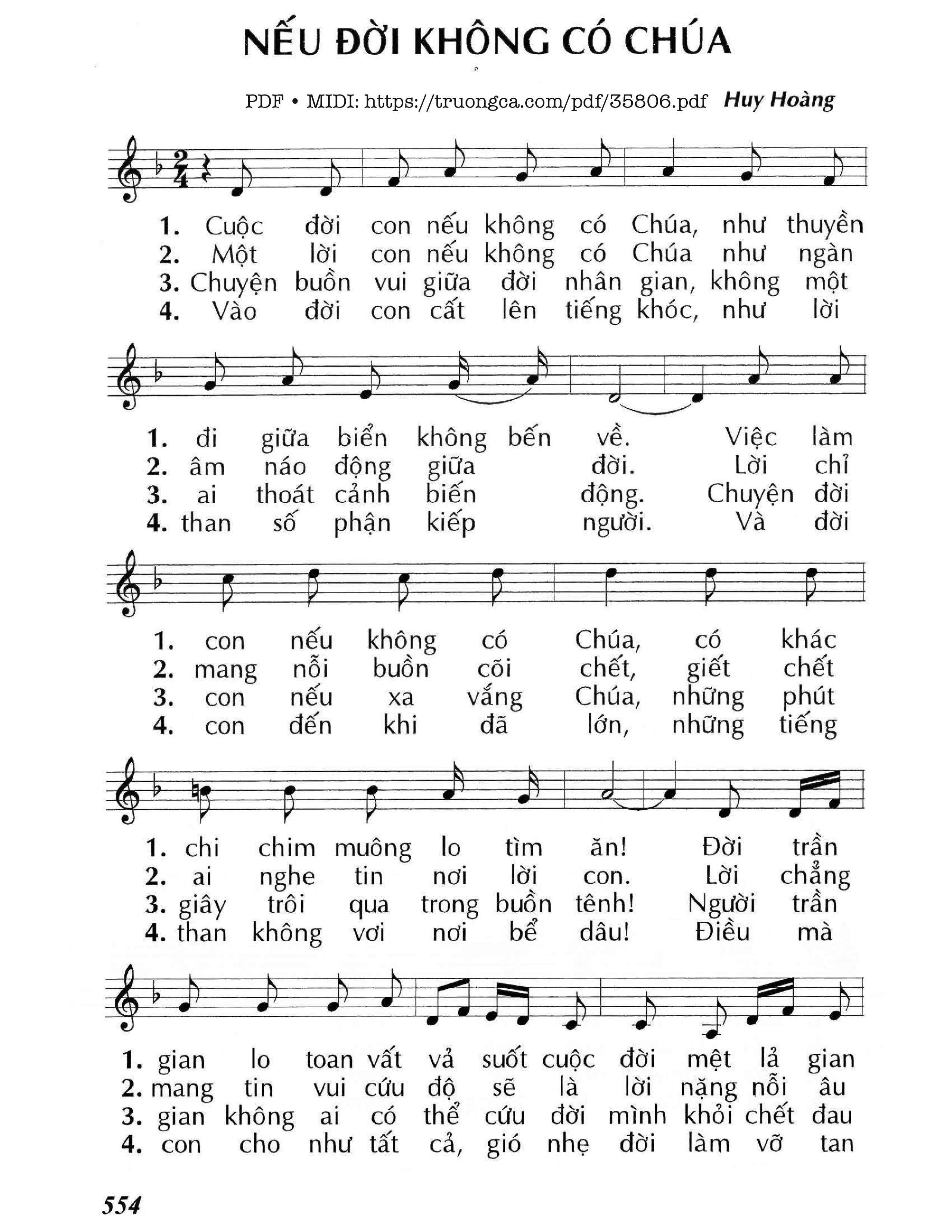 Page 1 of Sheet music PDF Nếu Đời Không Có Chúa - Huy Hoàng