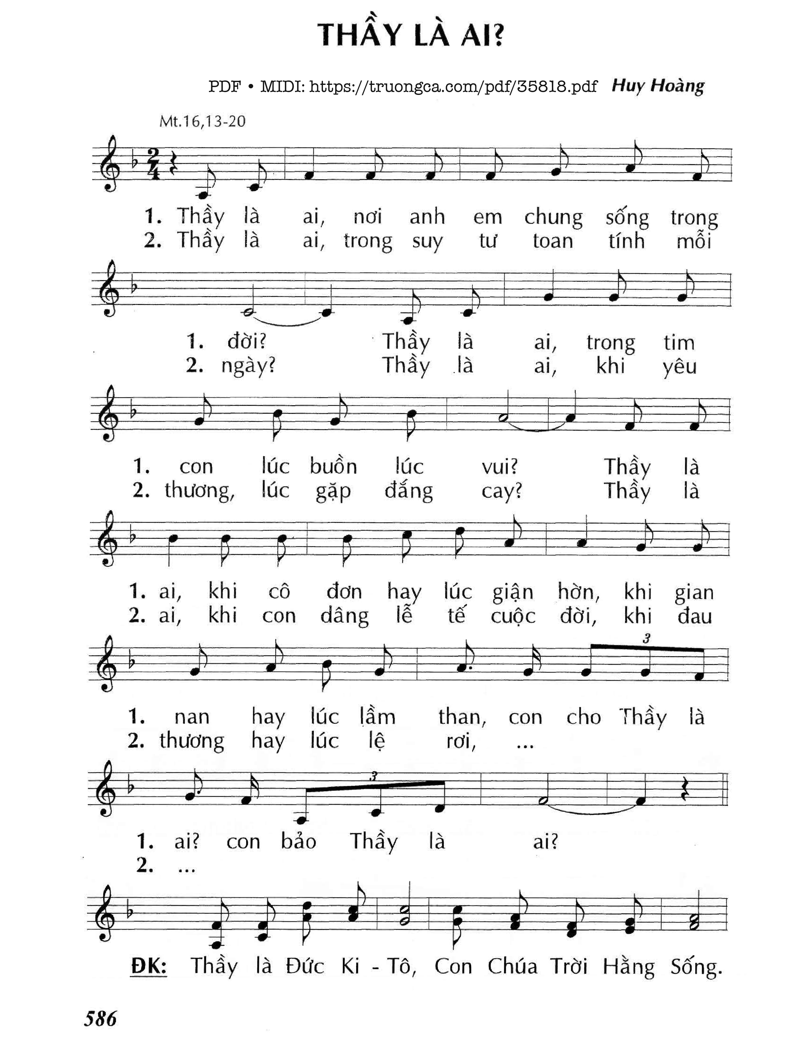 Page 1 of Sheet music PDF Thầy Là Ai? - Huy Hoàng