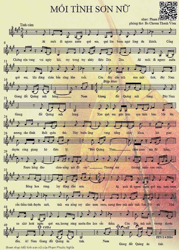Sheet PDF of Mối tình sơn nữ