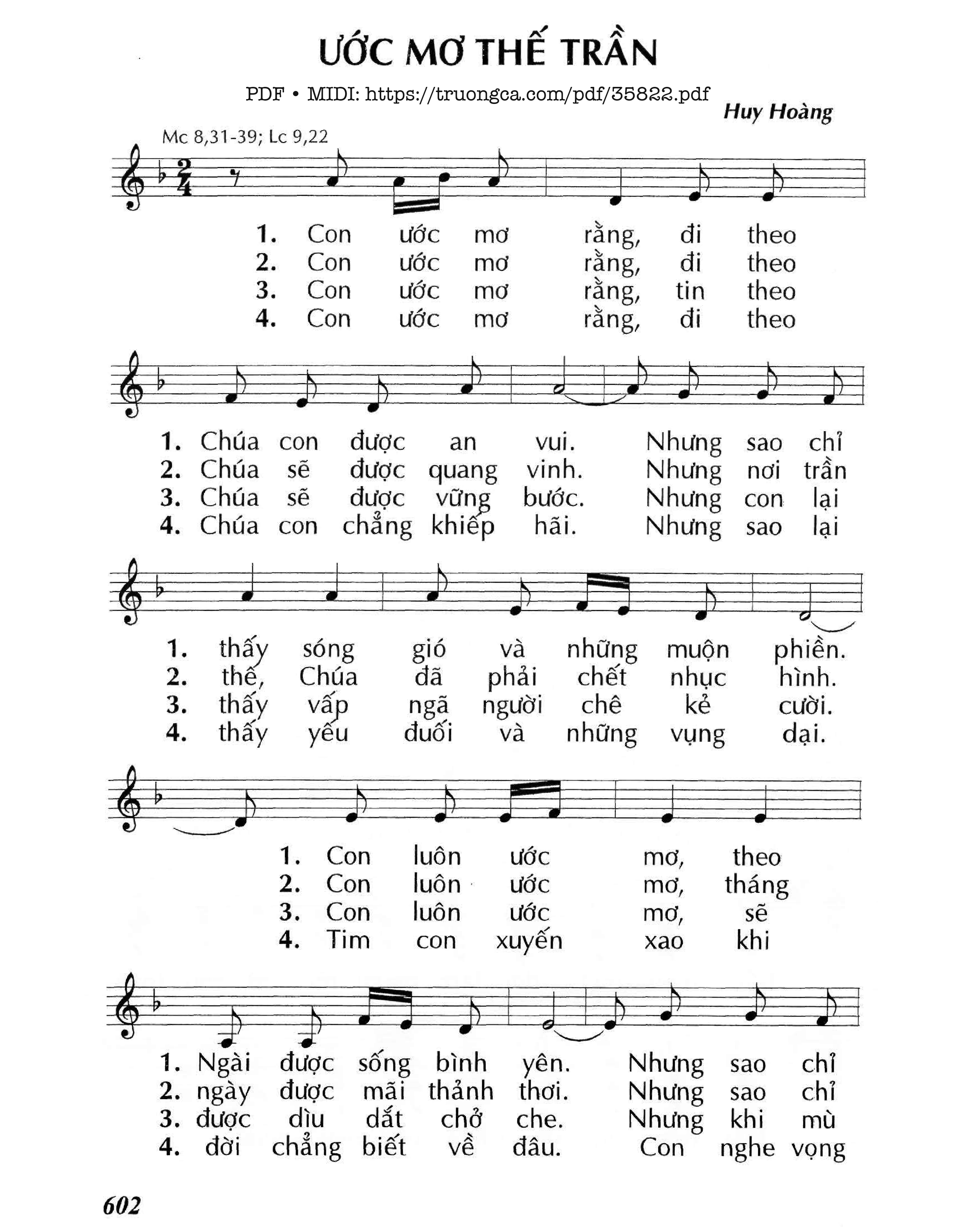 Page 1 of Sheet music PDF Ước Mơ Thế Trần - Huy Hoàng
