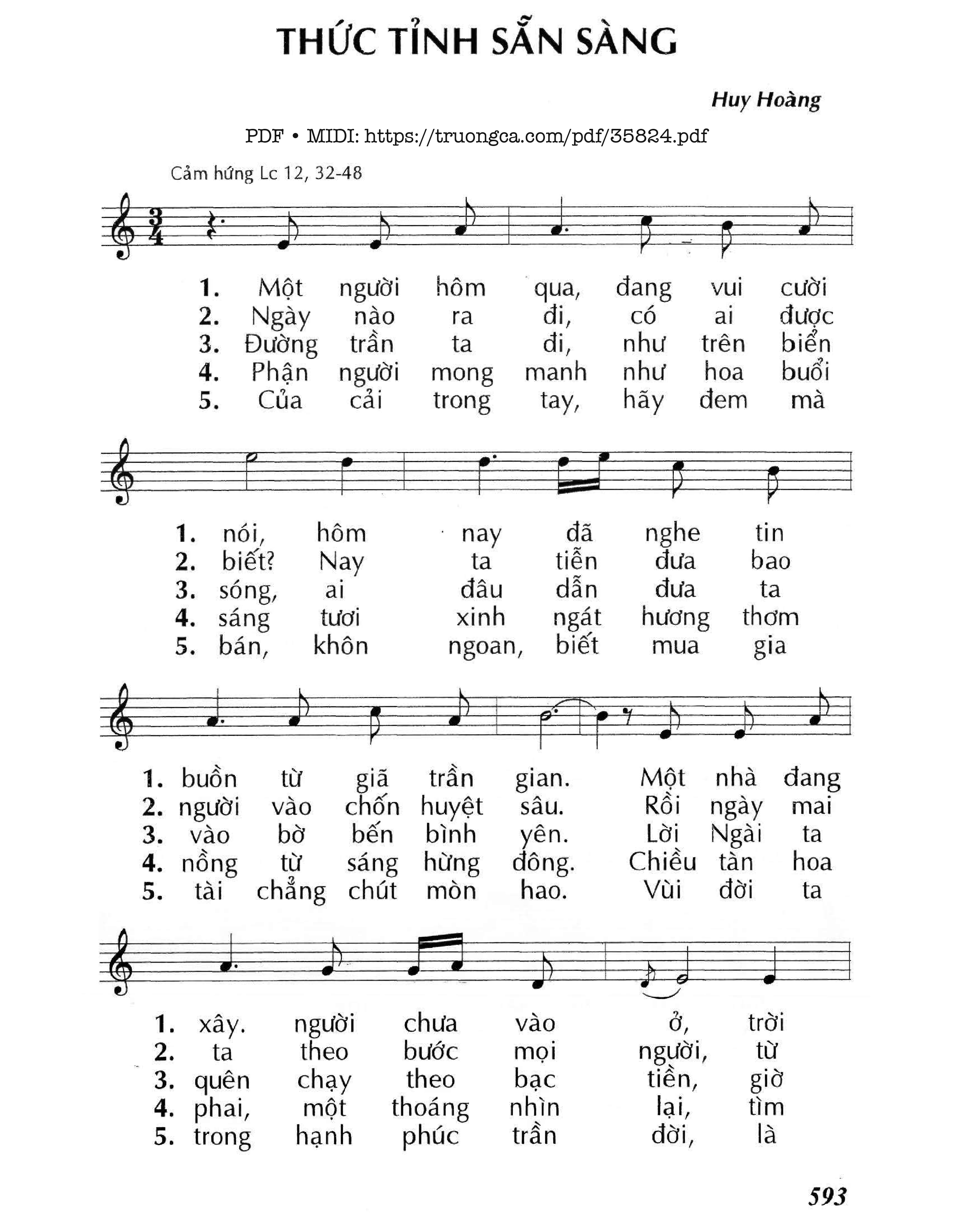 Page 1 of Sheet music PDF Thức Tỉnh Sẵn Sàng - Huy Hoàng