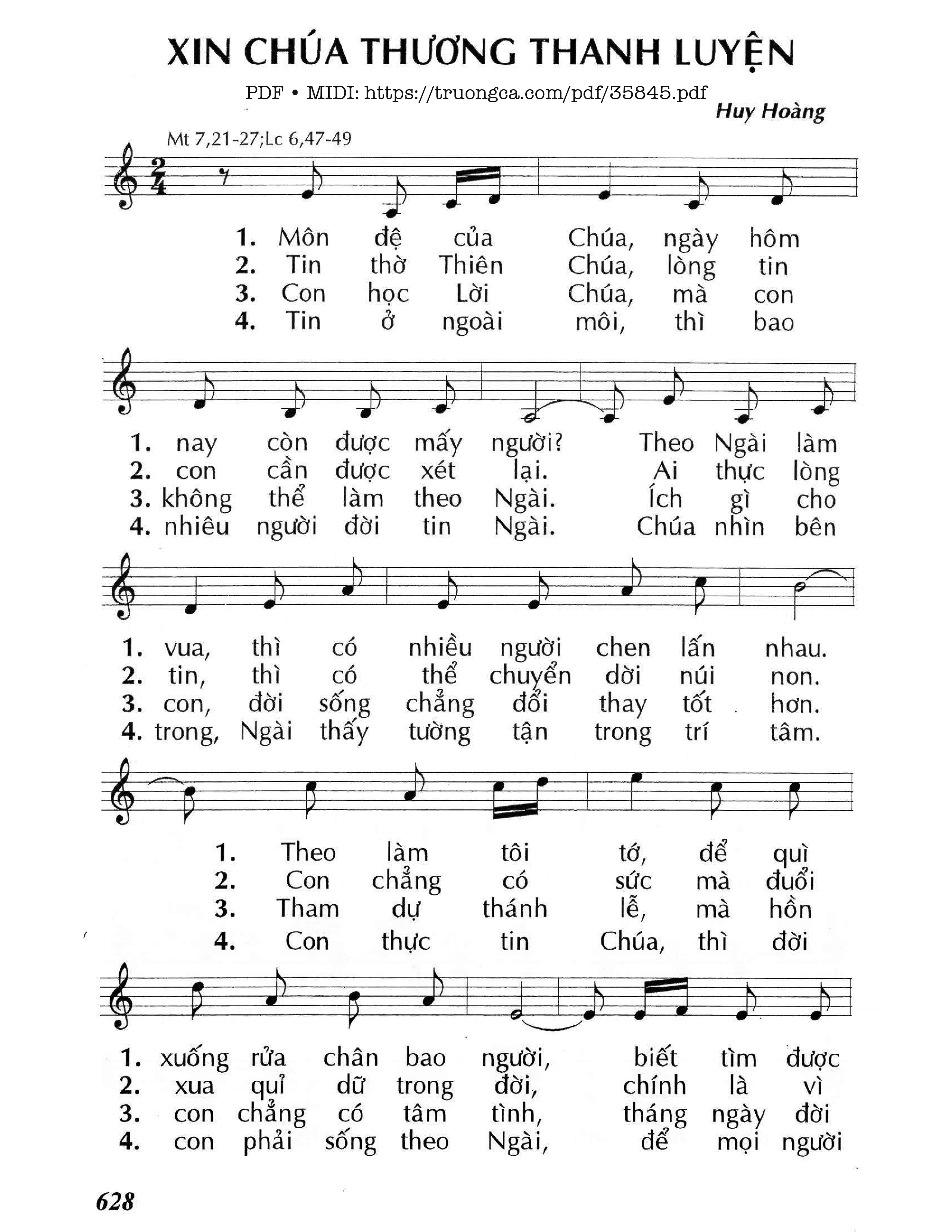 Page 1 of Sheet music PDF Xin Chúa Thương Thanh Luyện - Huy Hoàng