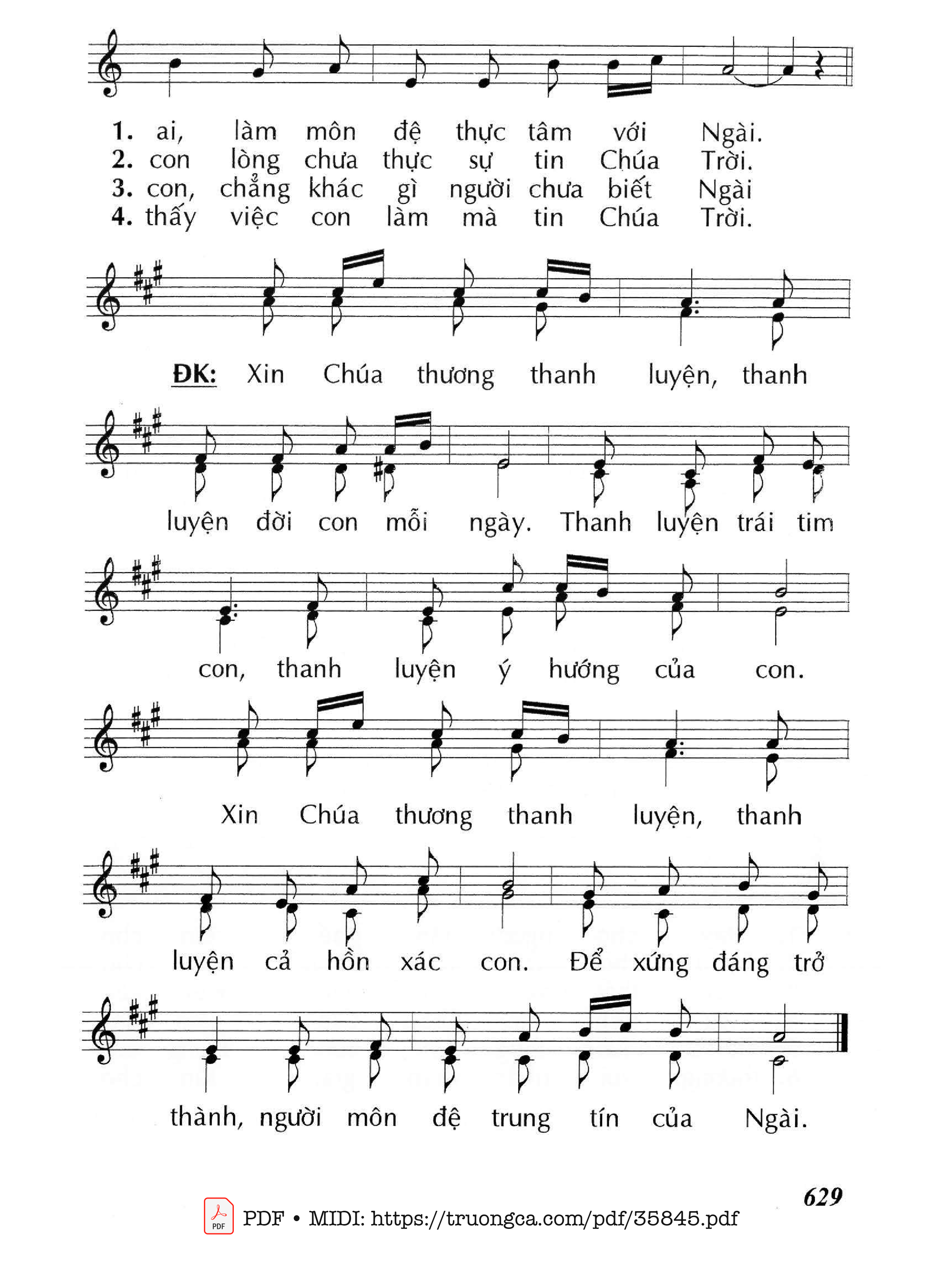 Page 2 of Sheet music PDF Xin Chúa Thương Thanh Luyện - Huy Hoàng