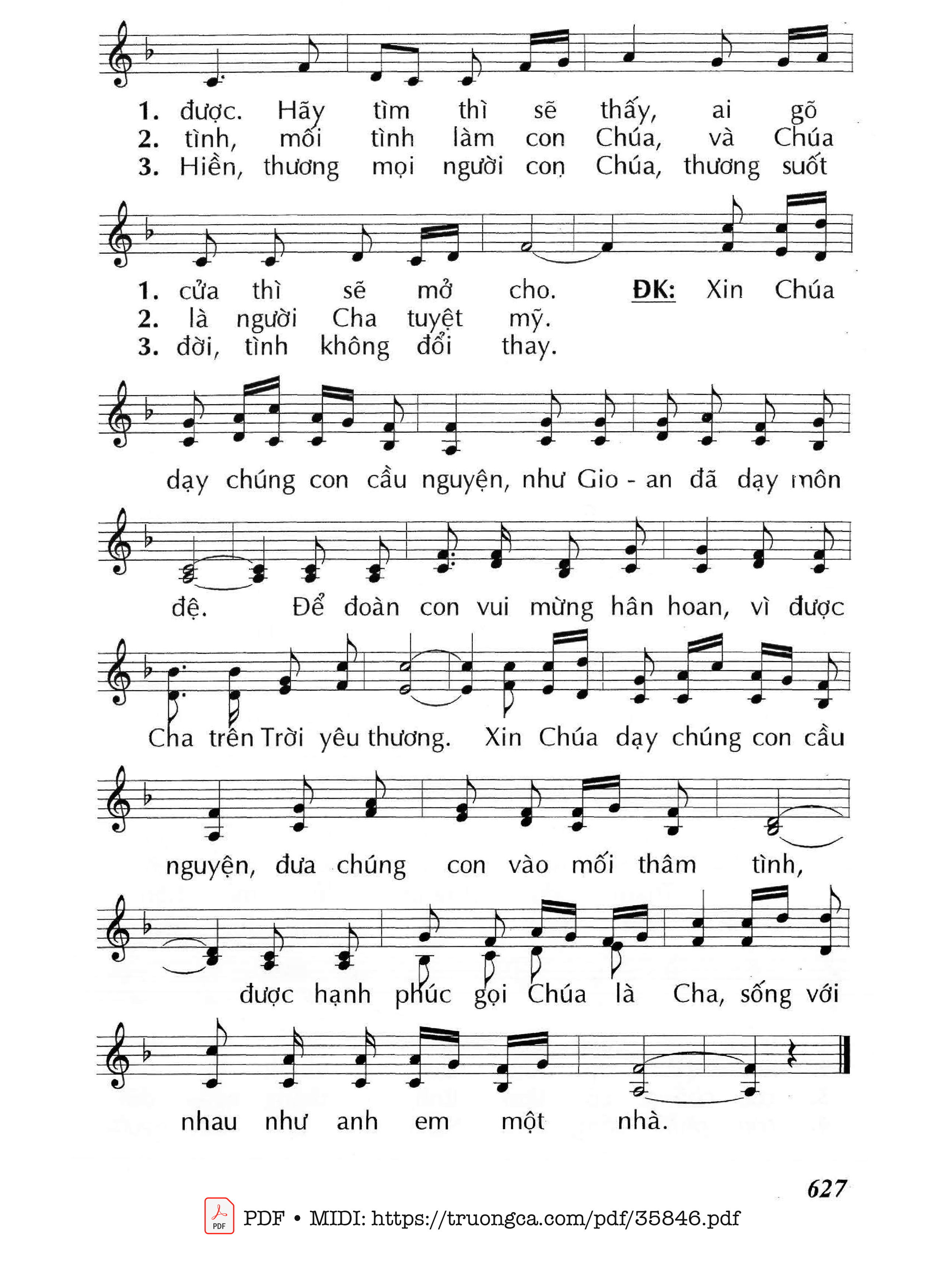 Page 2 of Sheet music PDF Xin Chúa Dạy Cầu Nguyện - Huy Hoàng