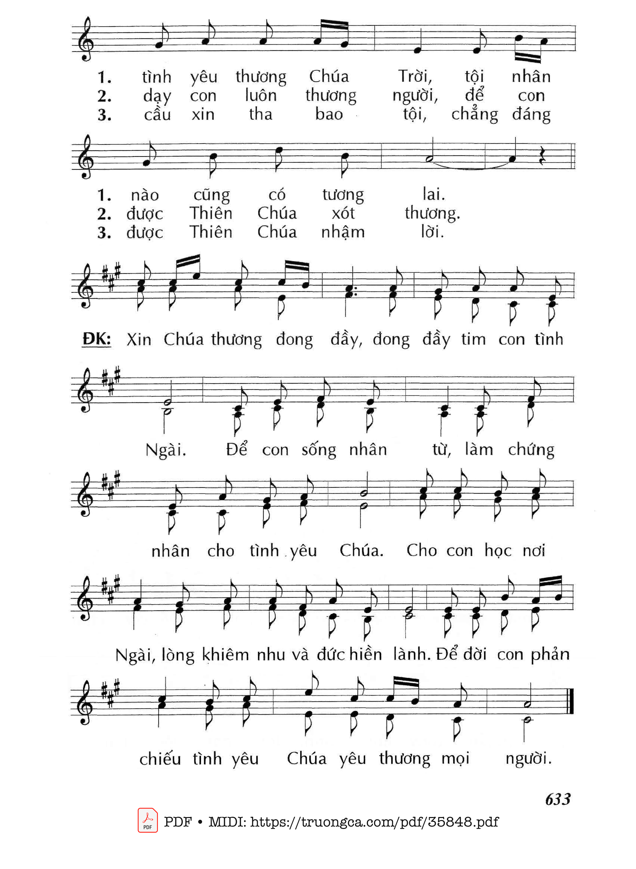 Page 2 of Sheet music PDF Xin Đong Đầy Tim Con [2] - Huy Hoàng