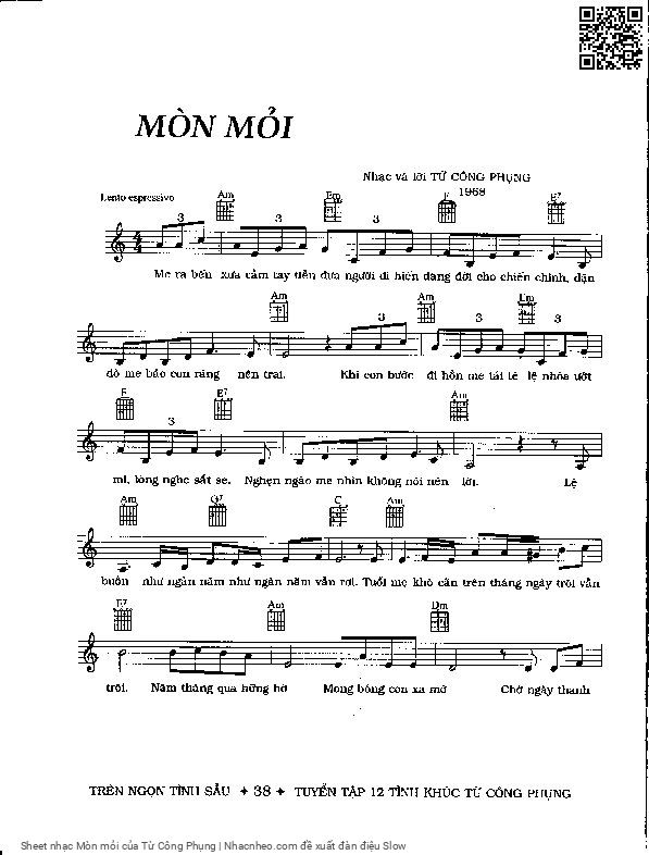 Sheet PDF of Mòn mỏi - Từ Công Phụng