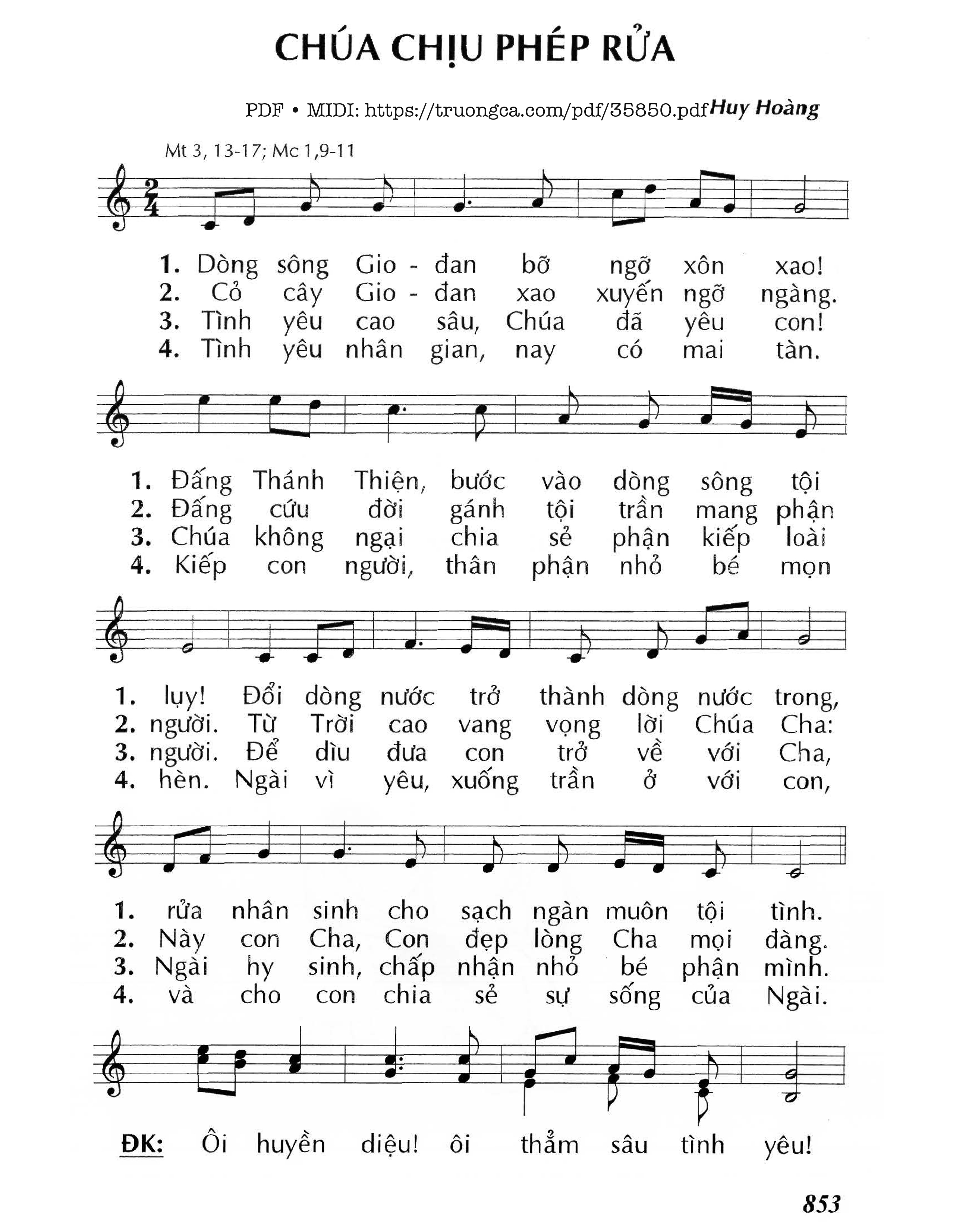 Page 1 of Sheet music PDF Chúa Chịu Phép Rửa (Cn1 Tnabc) - Huy Hoàng