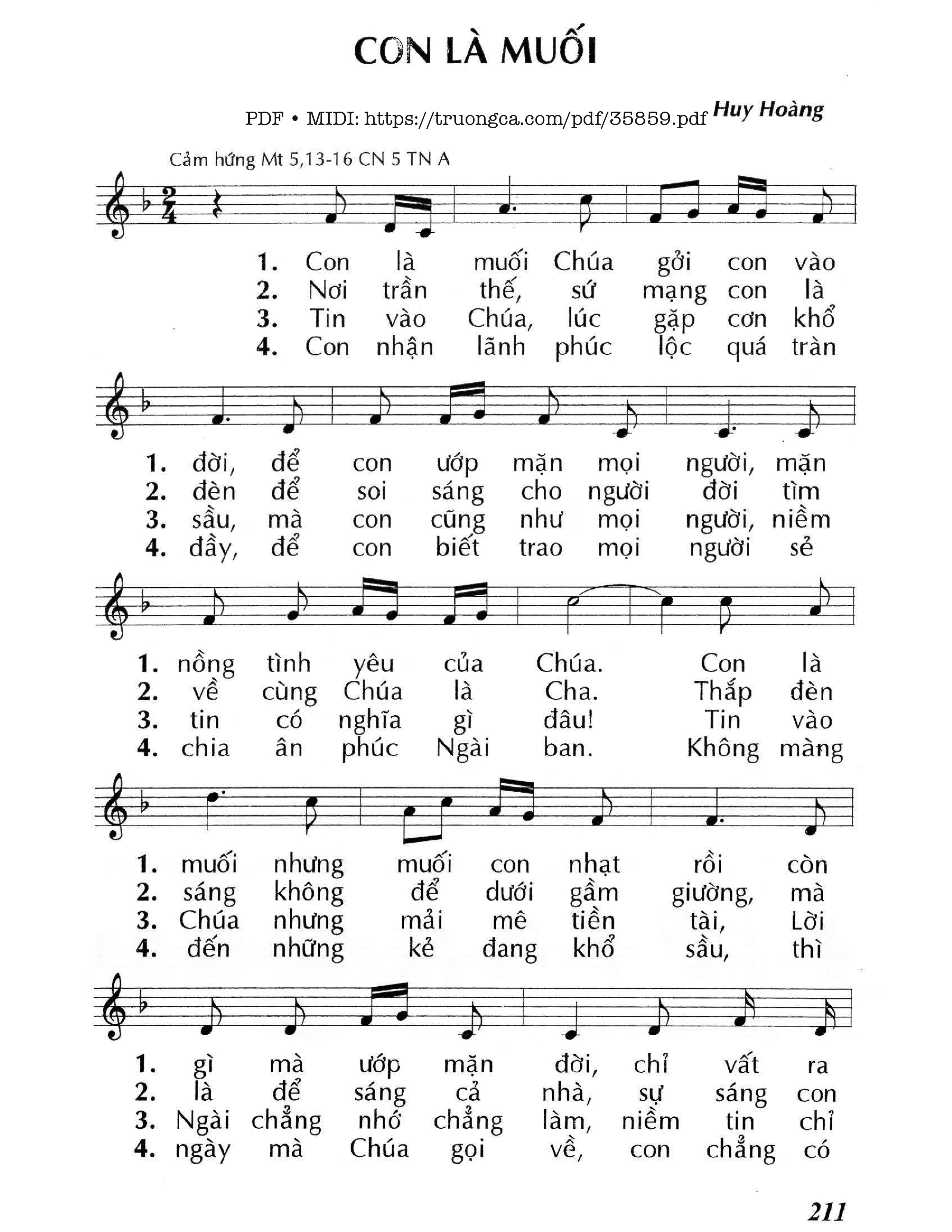 Page 1 of Sheet music PDF Con Là Muối (Cn5 Tna) - Huy Hoàng