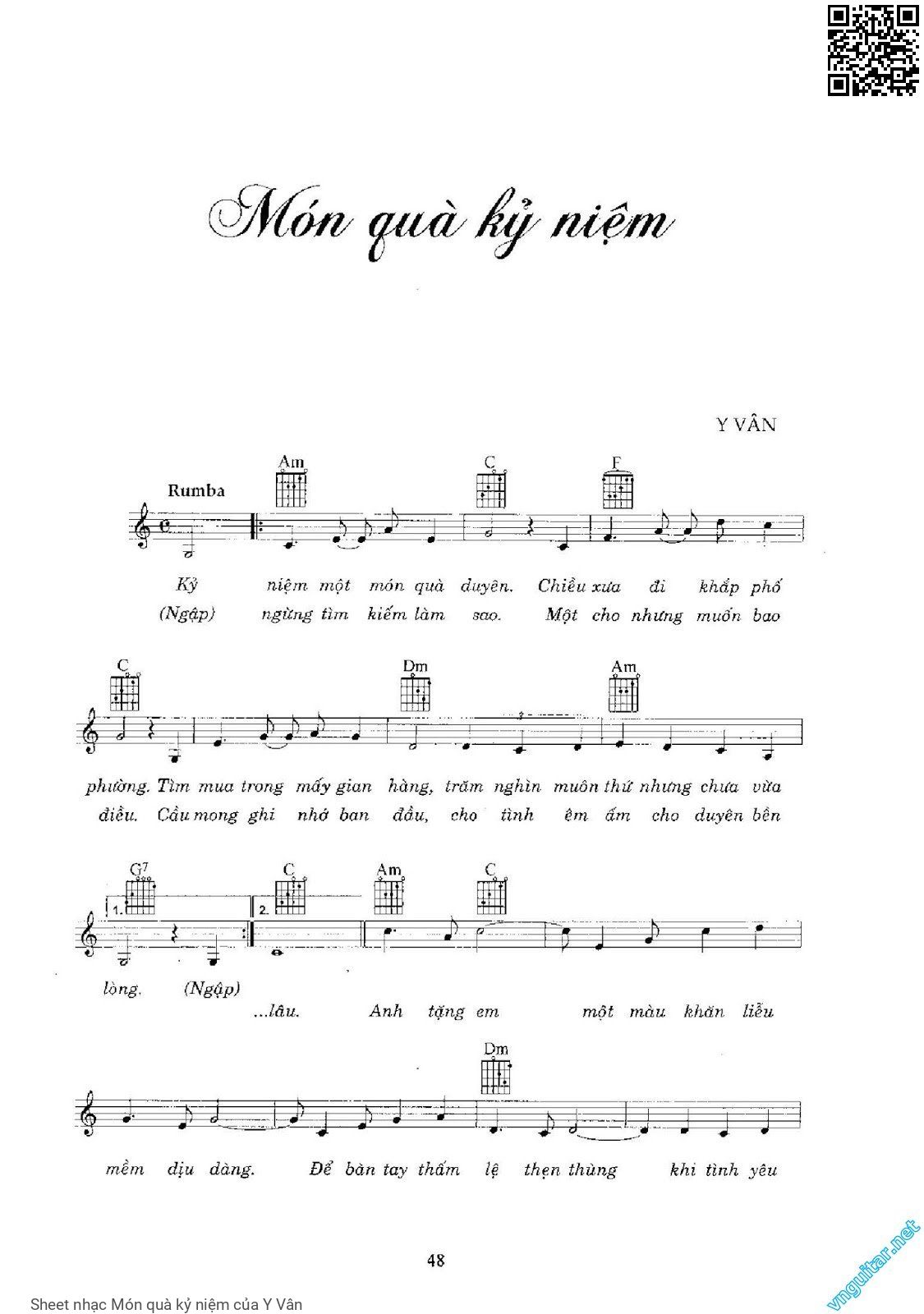 Page 1 of Sheet music PDF Món quà kỷ niệm - Y Vân