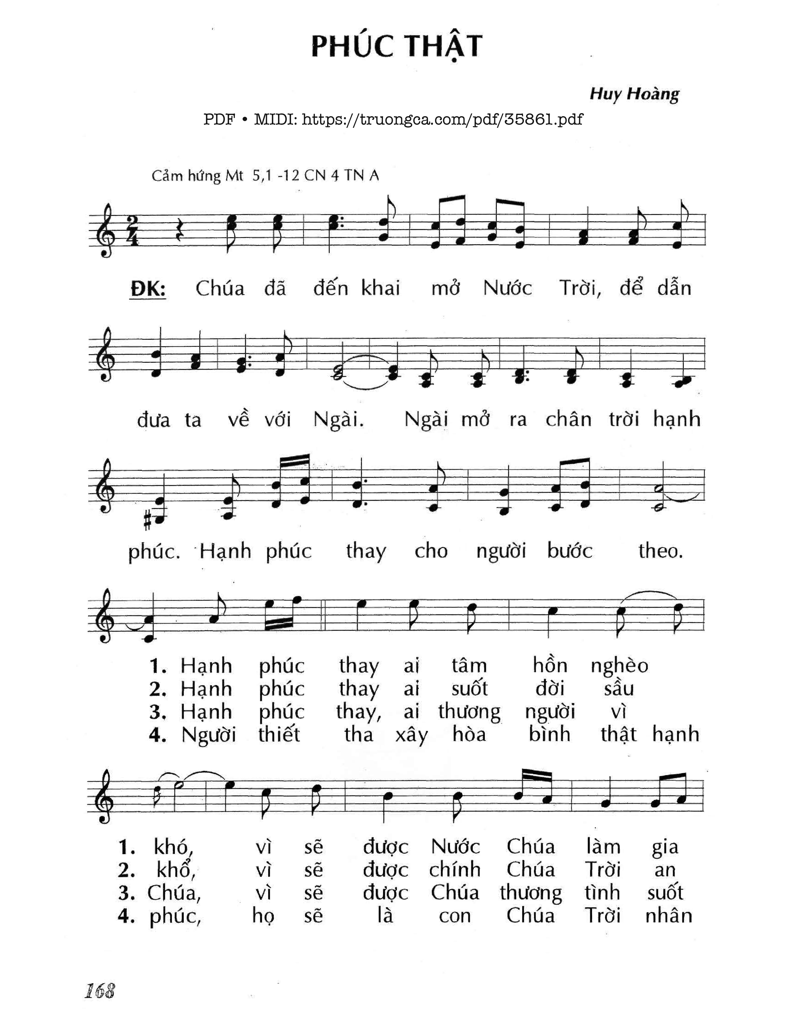 Page 1 of Sheet music PDF Phúc Thật 1 (Cn4 Tna) - Huy Hoàng